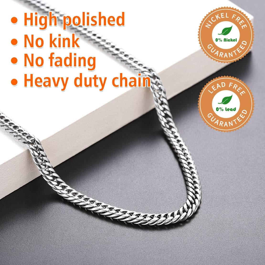 6mm Width Stainless Steel Double Tight Cuban Curb Link Chain