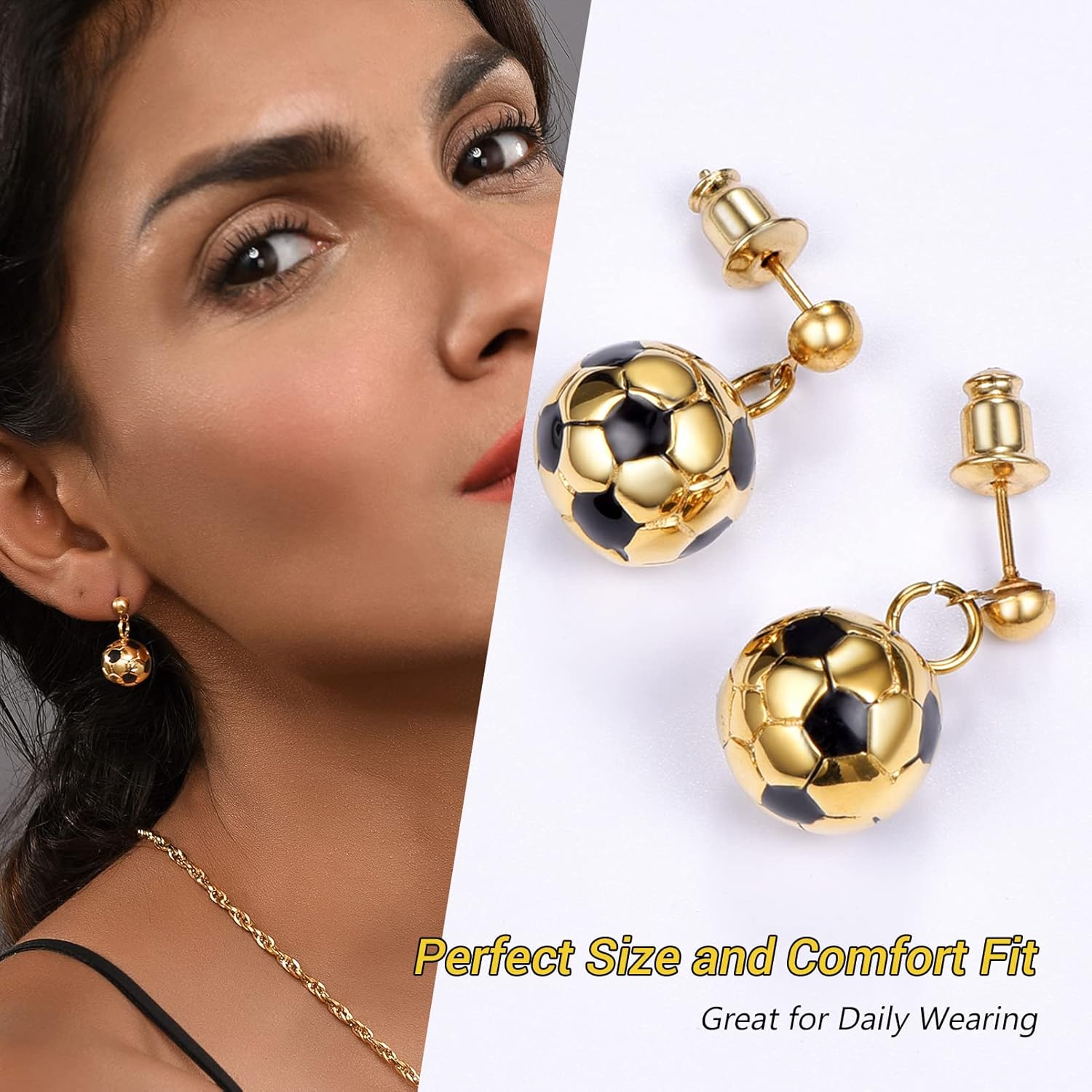 3D Soccer Ball Charms Dangle  Earrings