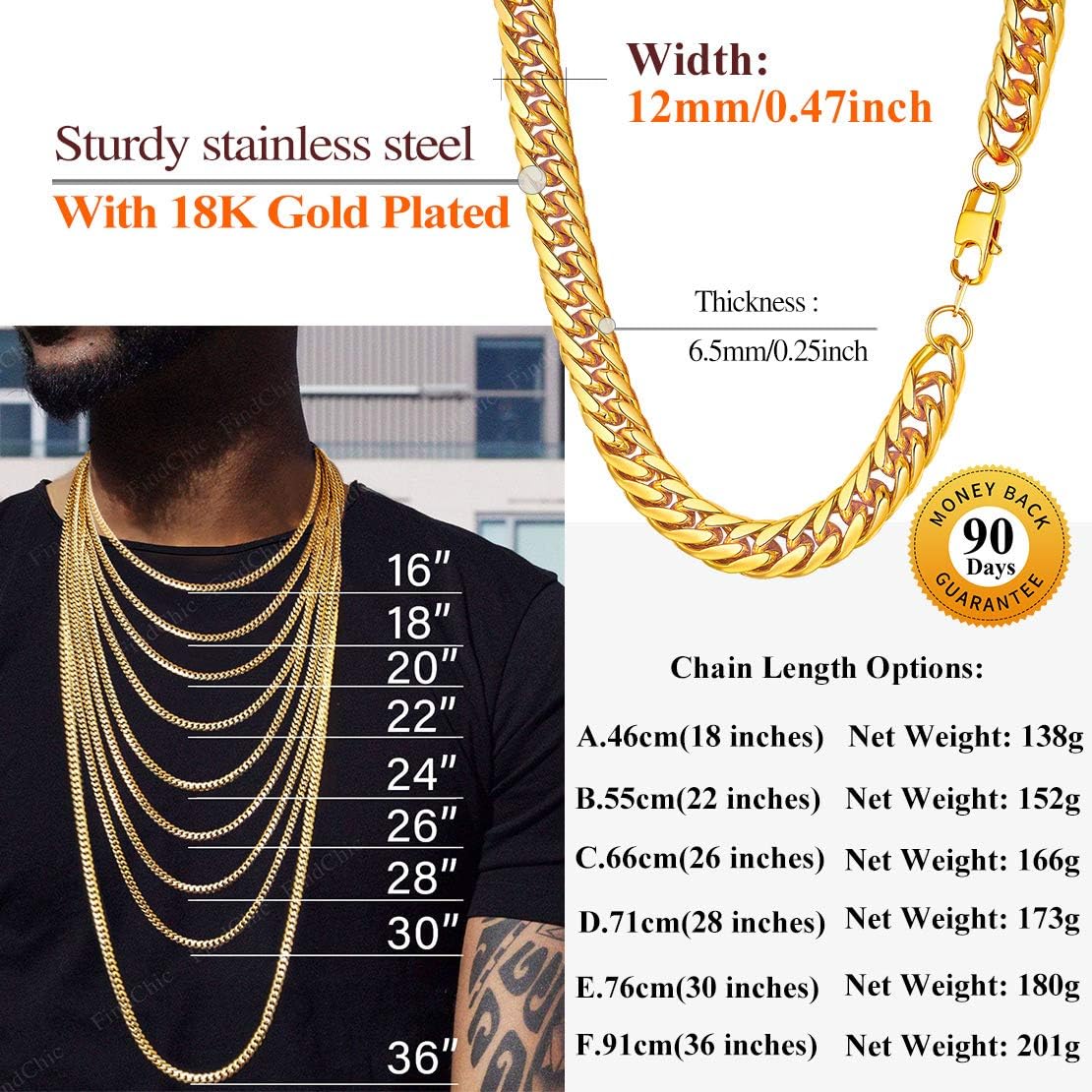 12MM Thick Cuban Link Chain Chunky Necklace