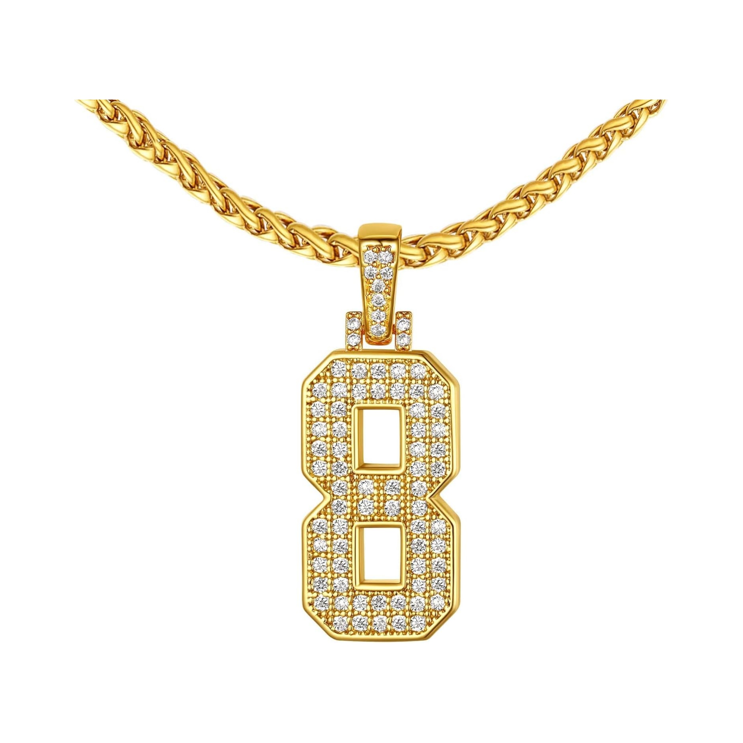 18K Gold Plated Zirconia Number Chain Necklaces