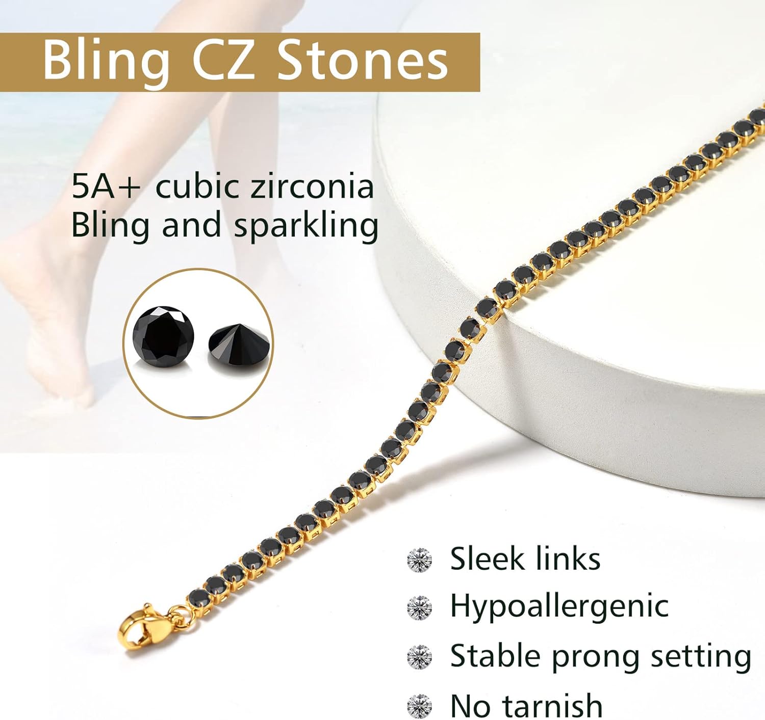 Sparkling Cubic Zirconia Diamond Chain Ankle 