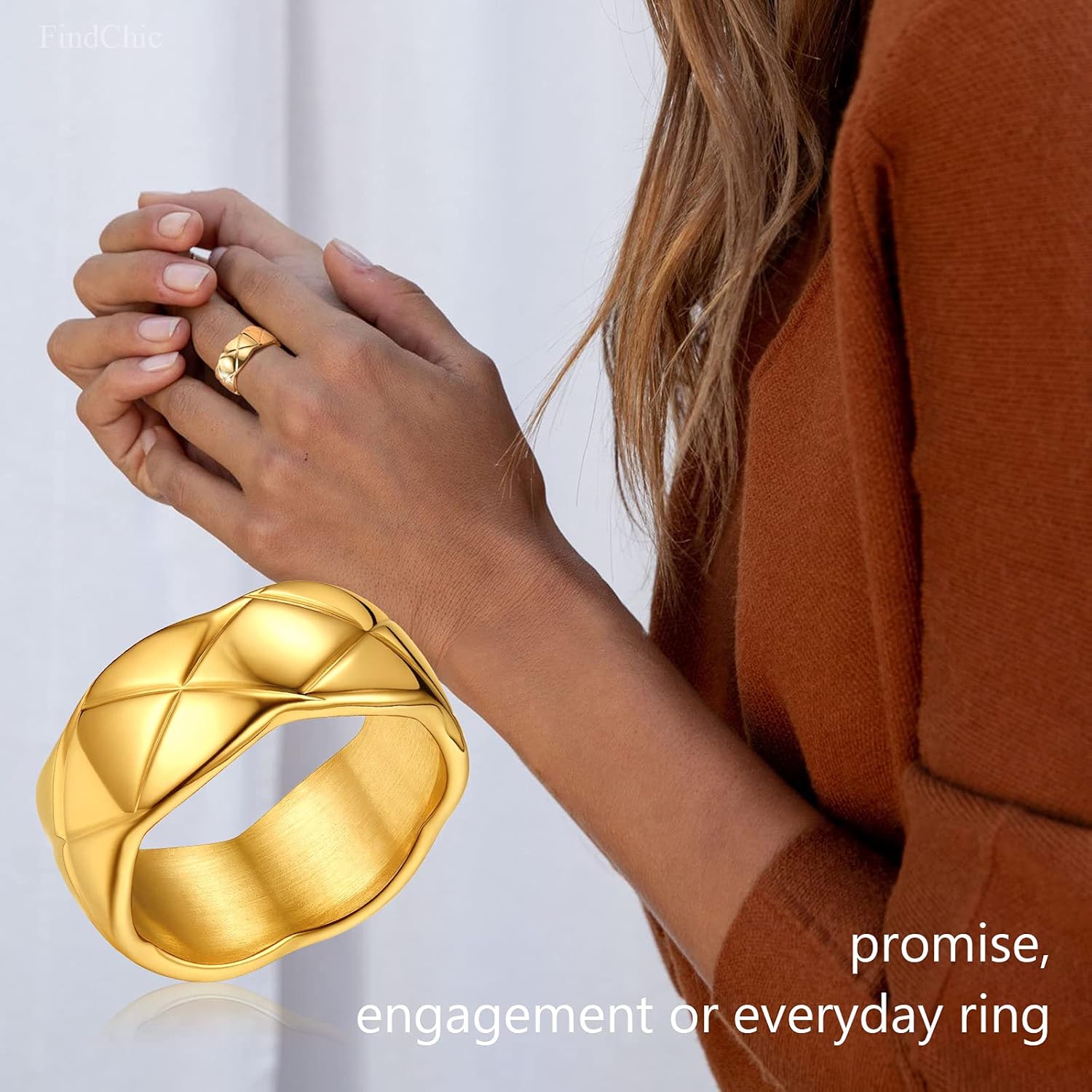 Width 9mm Criss Crossover Patterned Knuckle Band Rings