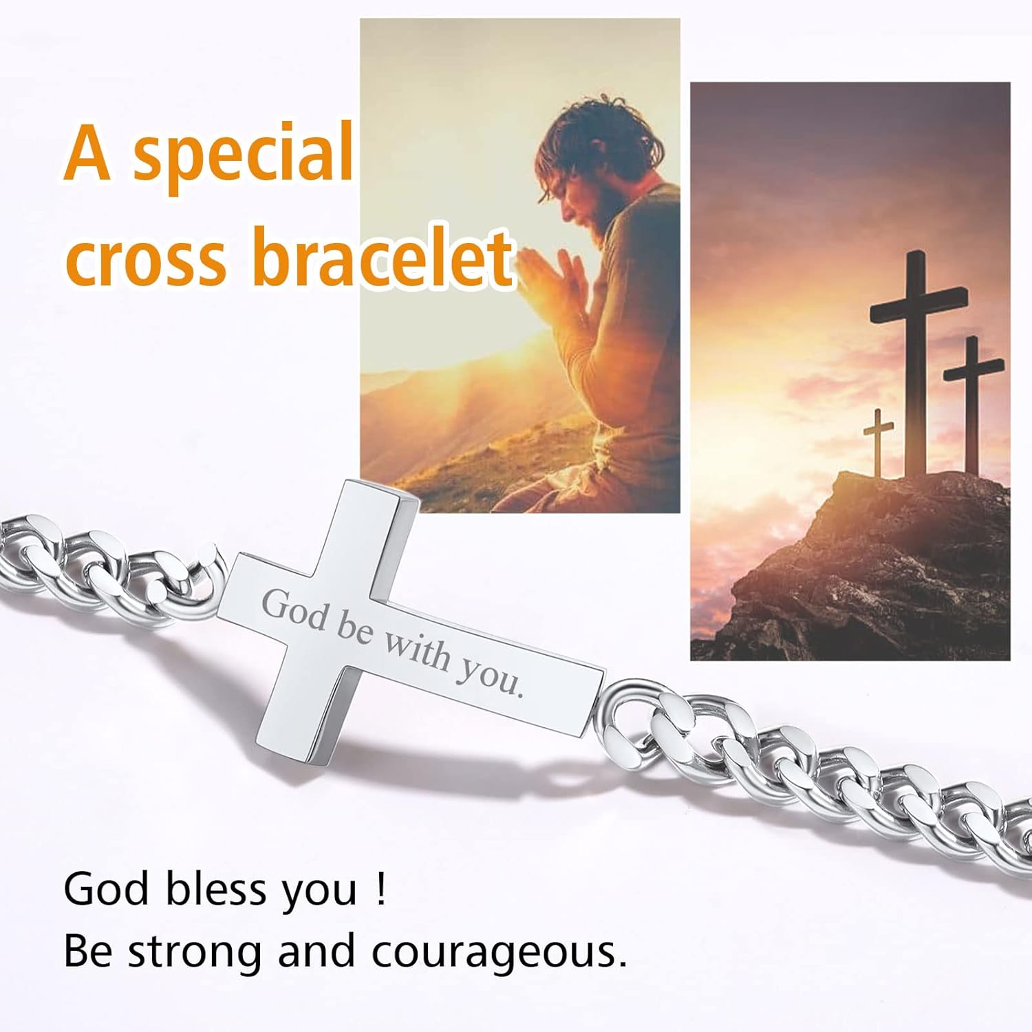 Chunky with Sideway Cross Charm Bracelets