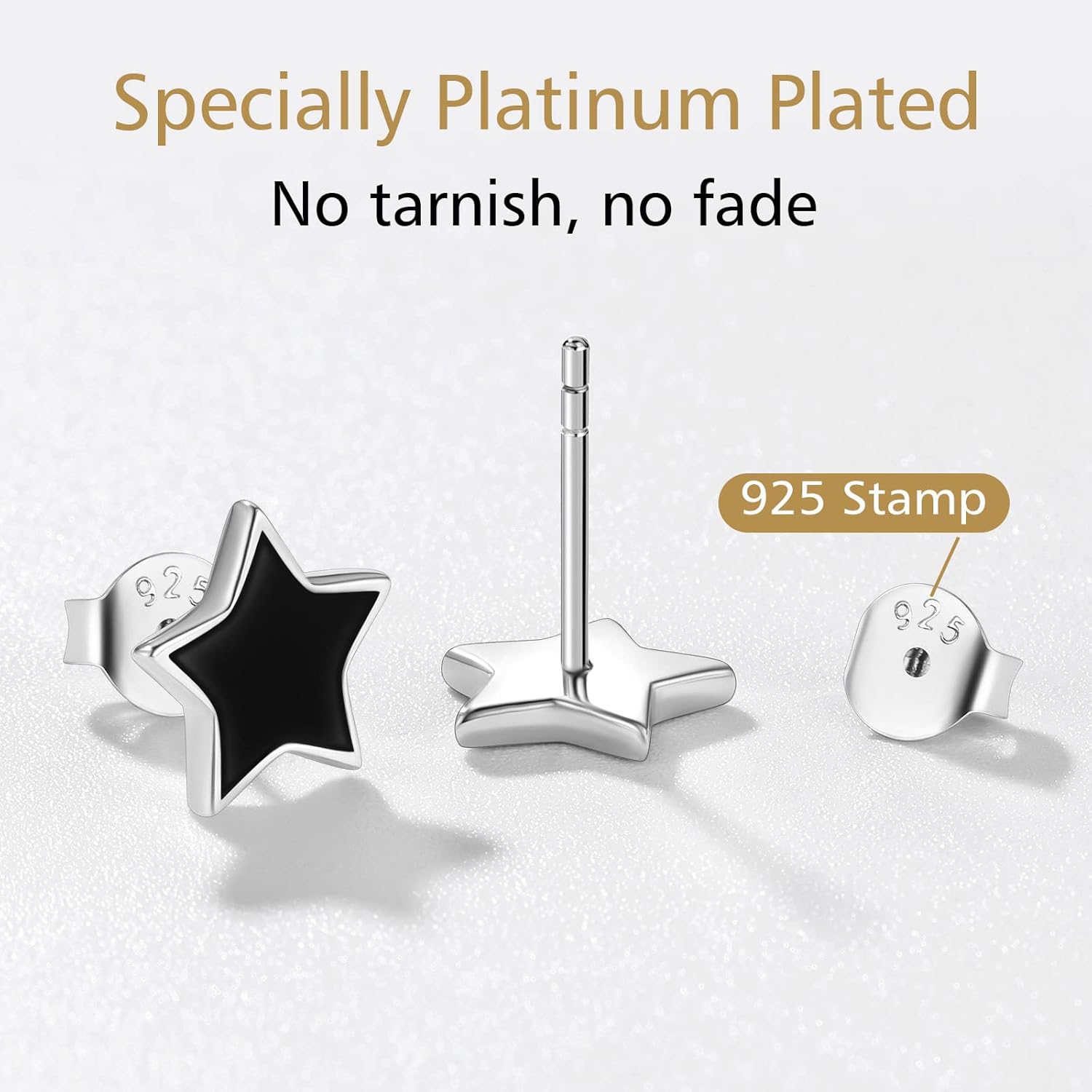 Black Star Studs Earrings