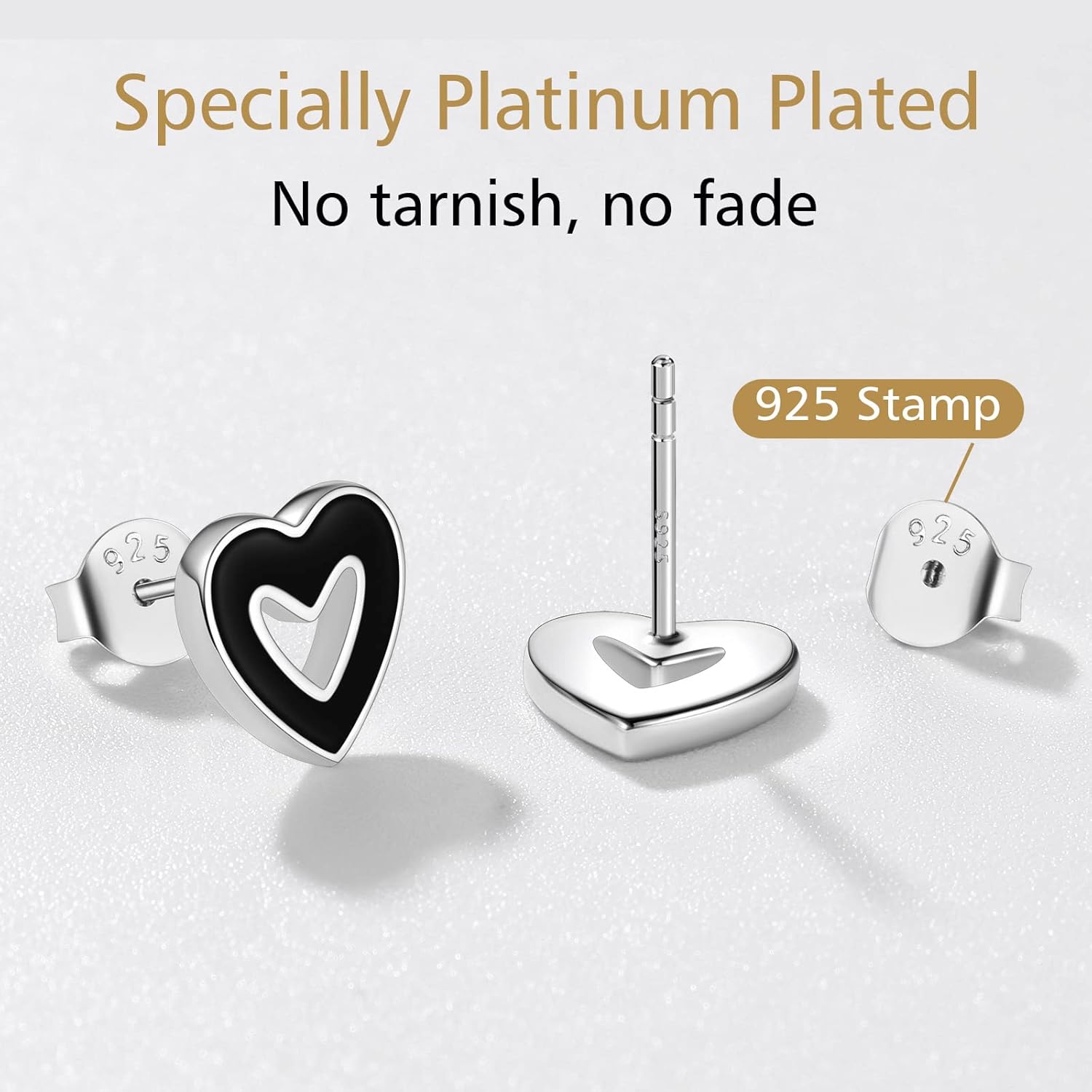 Cool Black Heart Tiny Studs Earrings