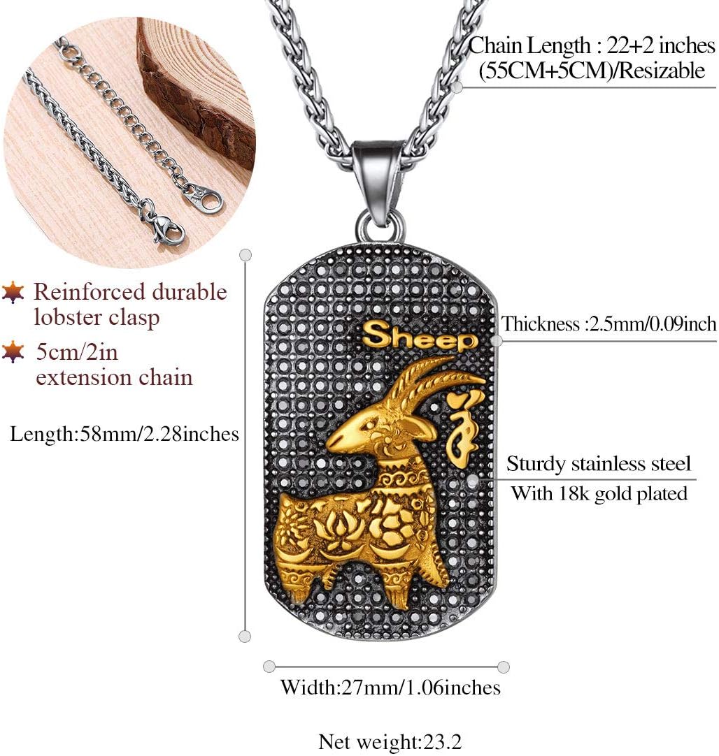 Year of the Sheep Horoscope Antiqued Finish Zodiac Sign Necklaces 
