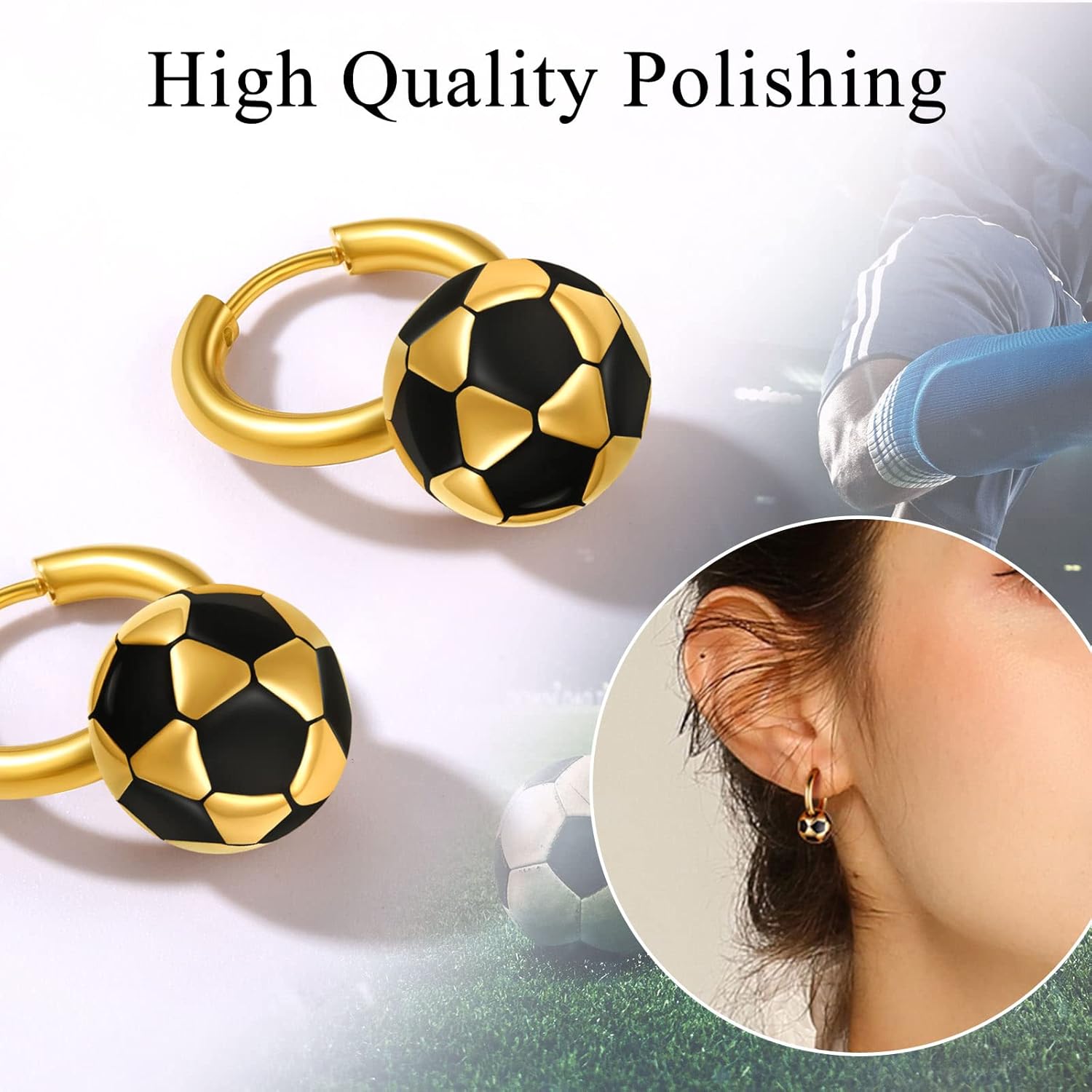 Soccer Huggy Hoop Earrings