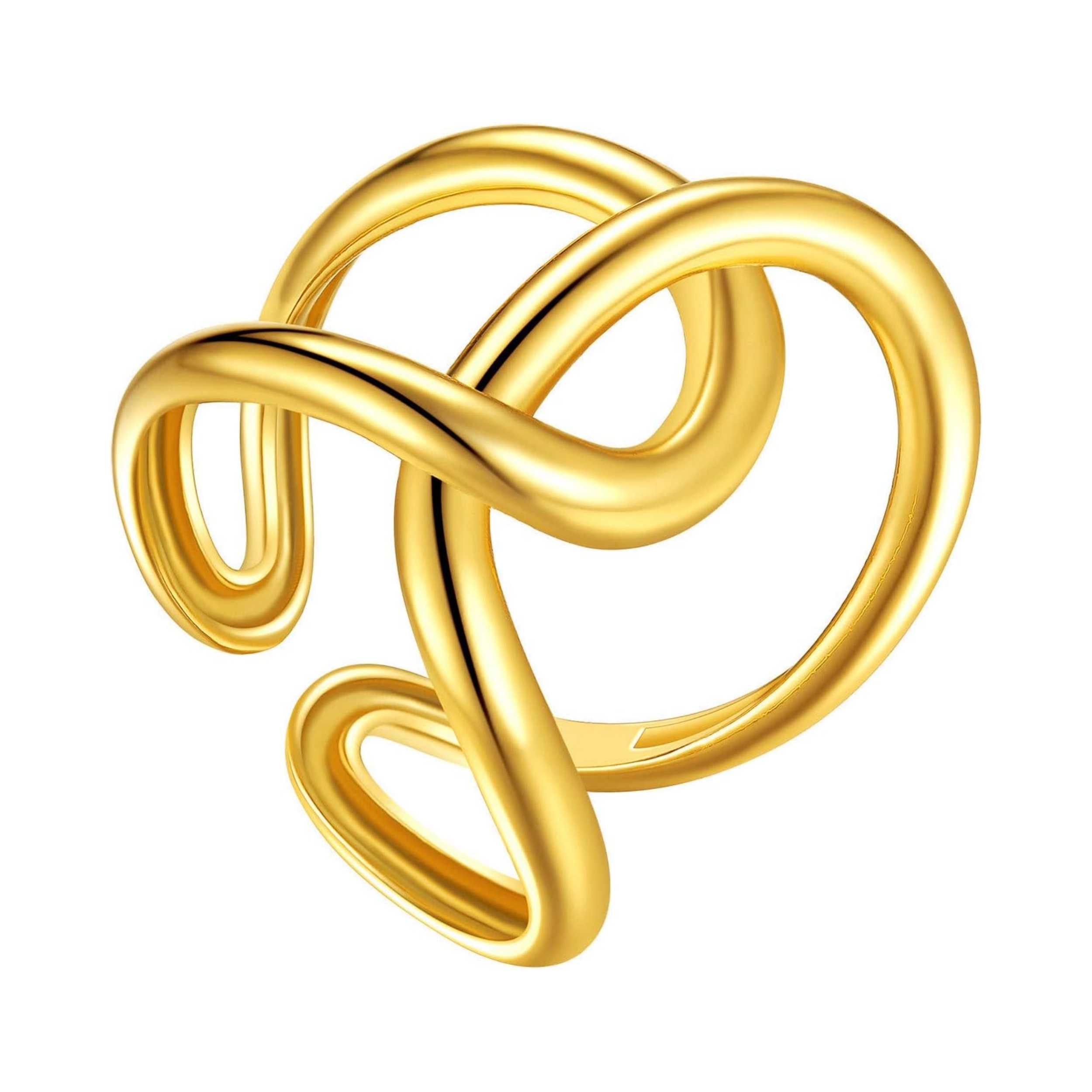 Gold Plated Crossover Stacking Adjustable Rings