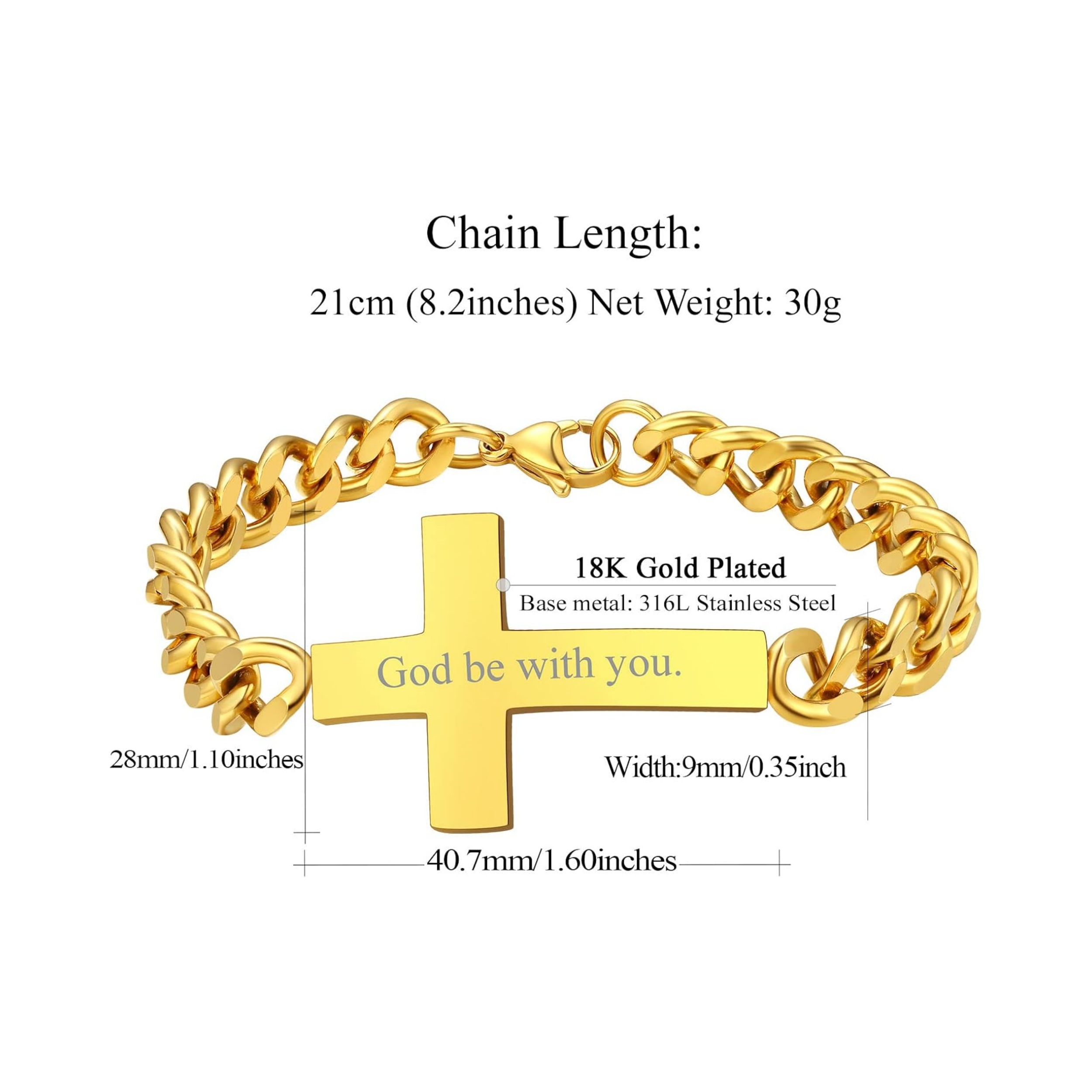 Chunky with Sideway Cross Charm Bracelets