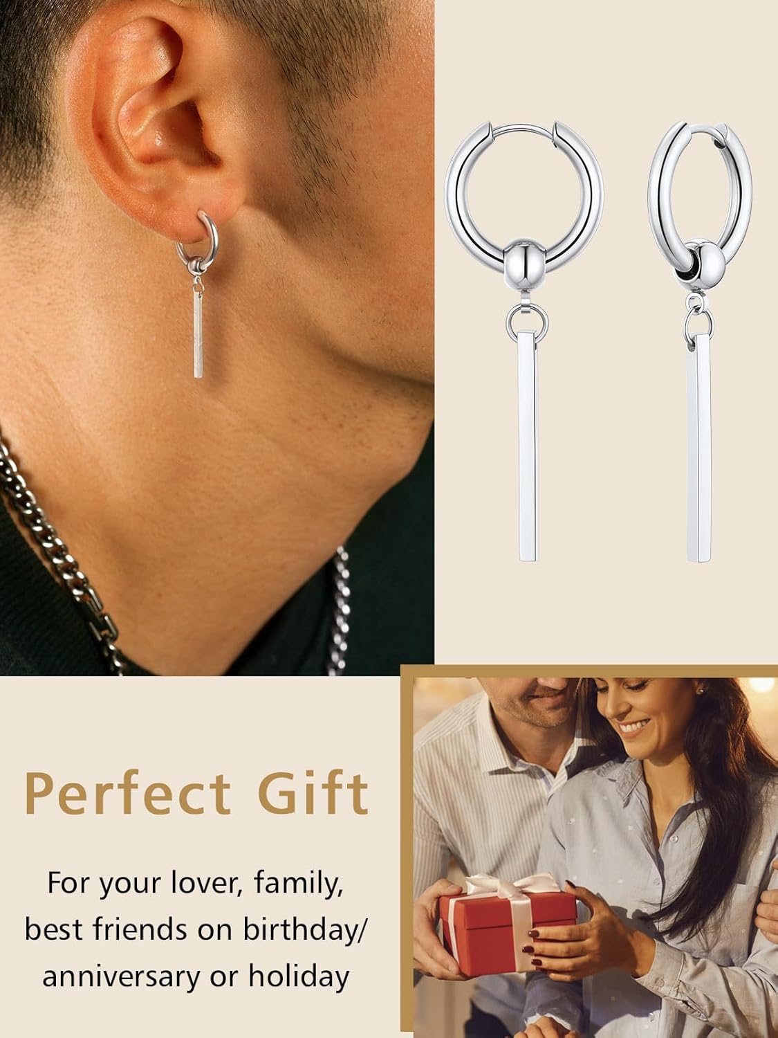 Stick with Hoop Bar Drop Earrings