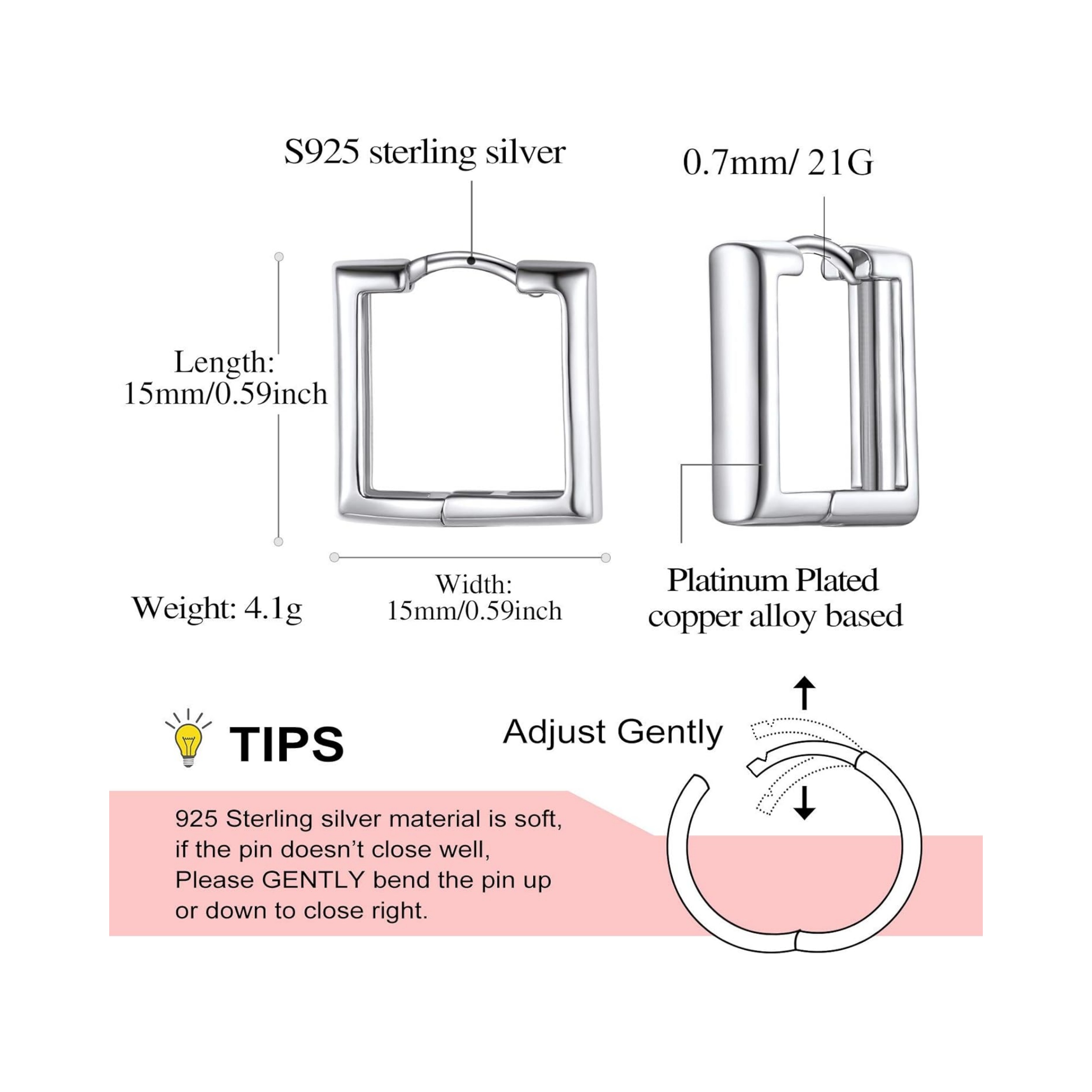 Hollow Small Square Huggie Hoop Earrings