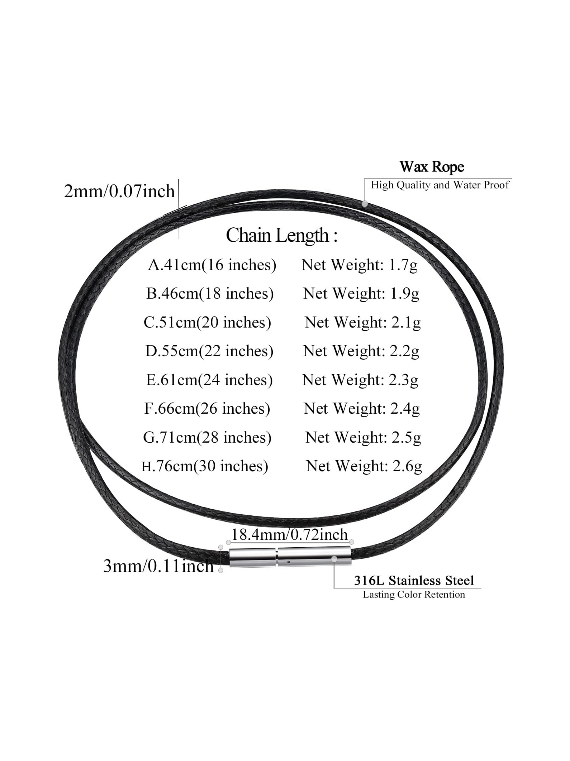 Waterproof Black Leather Cord Waxed Rope Chain Necklaces