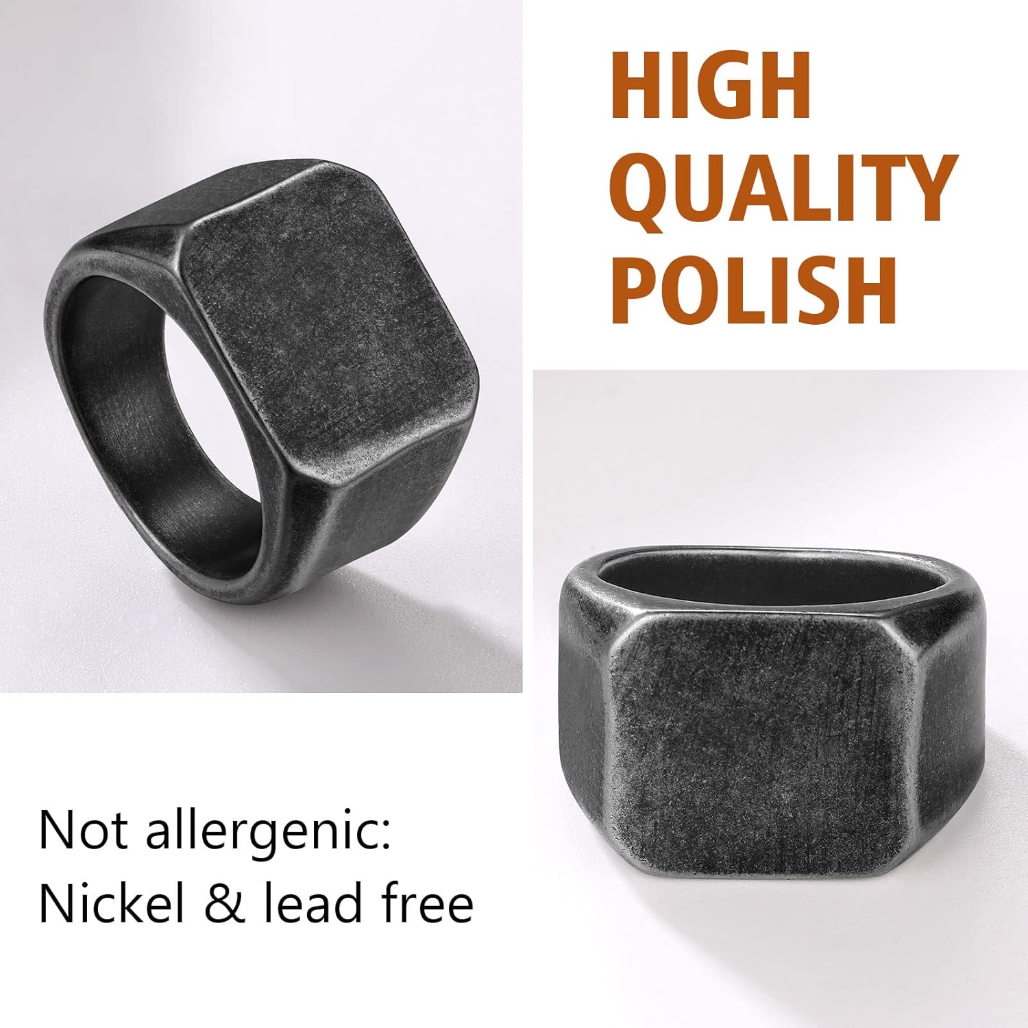 Chunky Seamless Biker Vintage Square Signet Rings