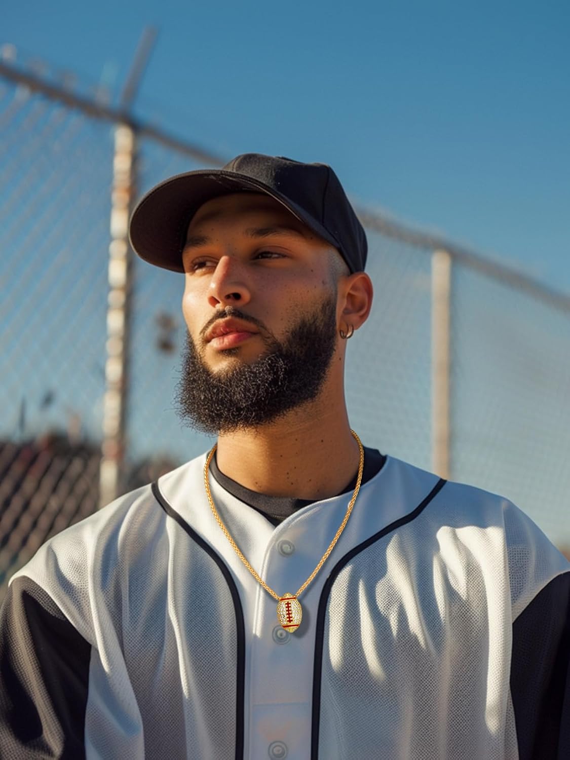 Rugby Ball Gold Ball Pendant Necklace