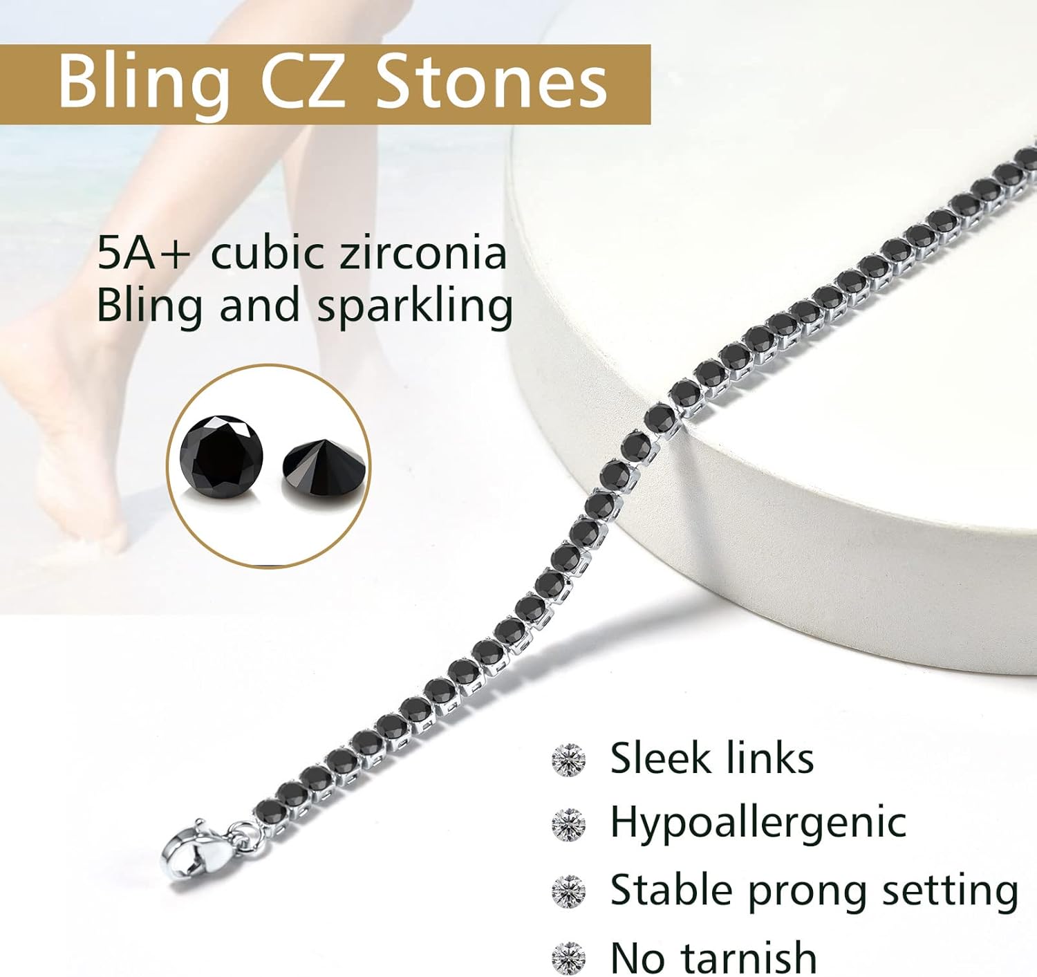 Sparkling Cubic Zirconia Diamond Chain Ankle 