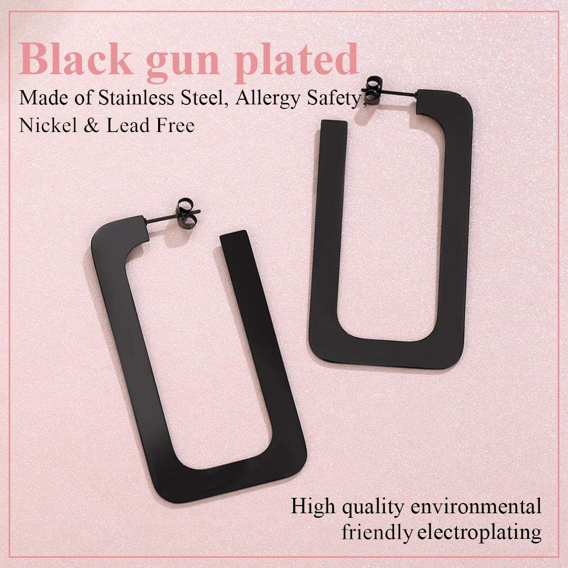 Thin Flat Rectangle Pierced Drop & Dangle Earrings