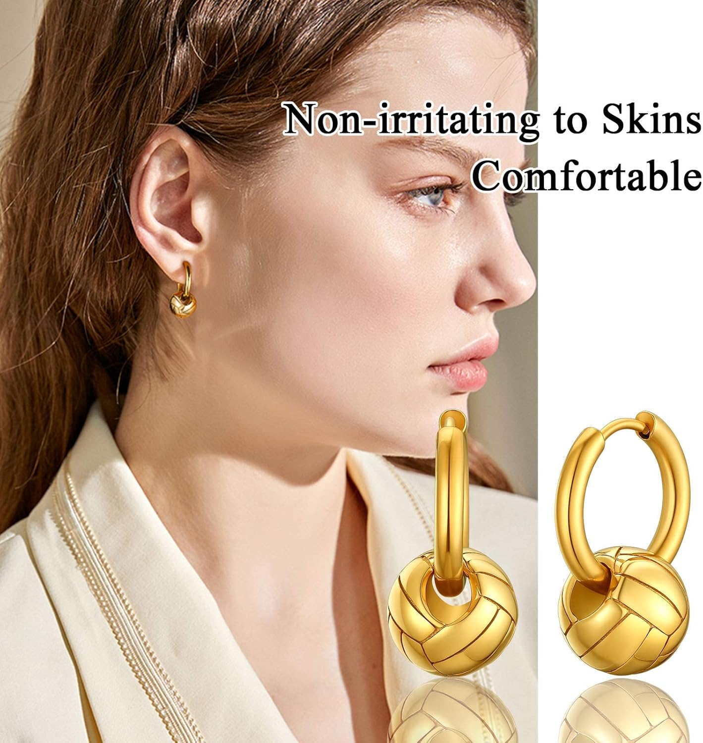 Volleyball Huggie Hoop Earrings