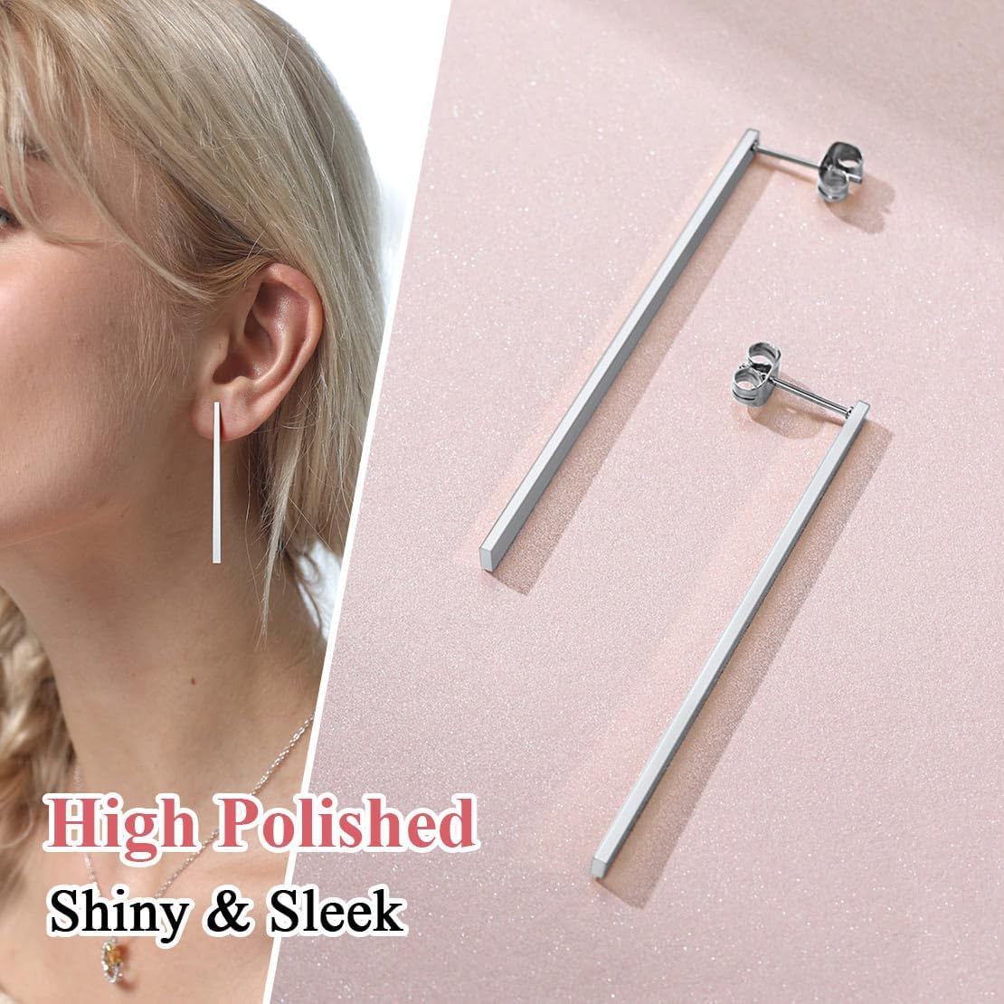 Thin Bar Flat Rectangle Long Chain Drop & Dangle Earring