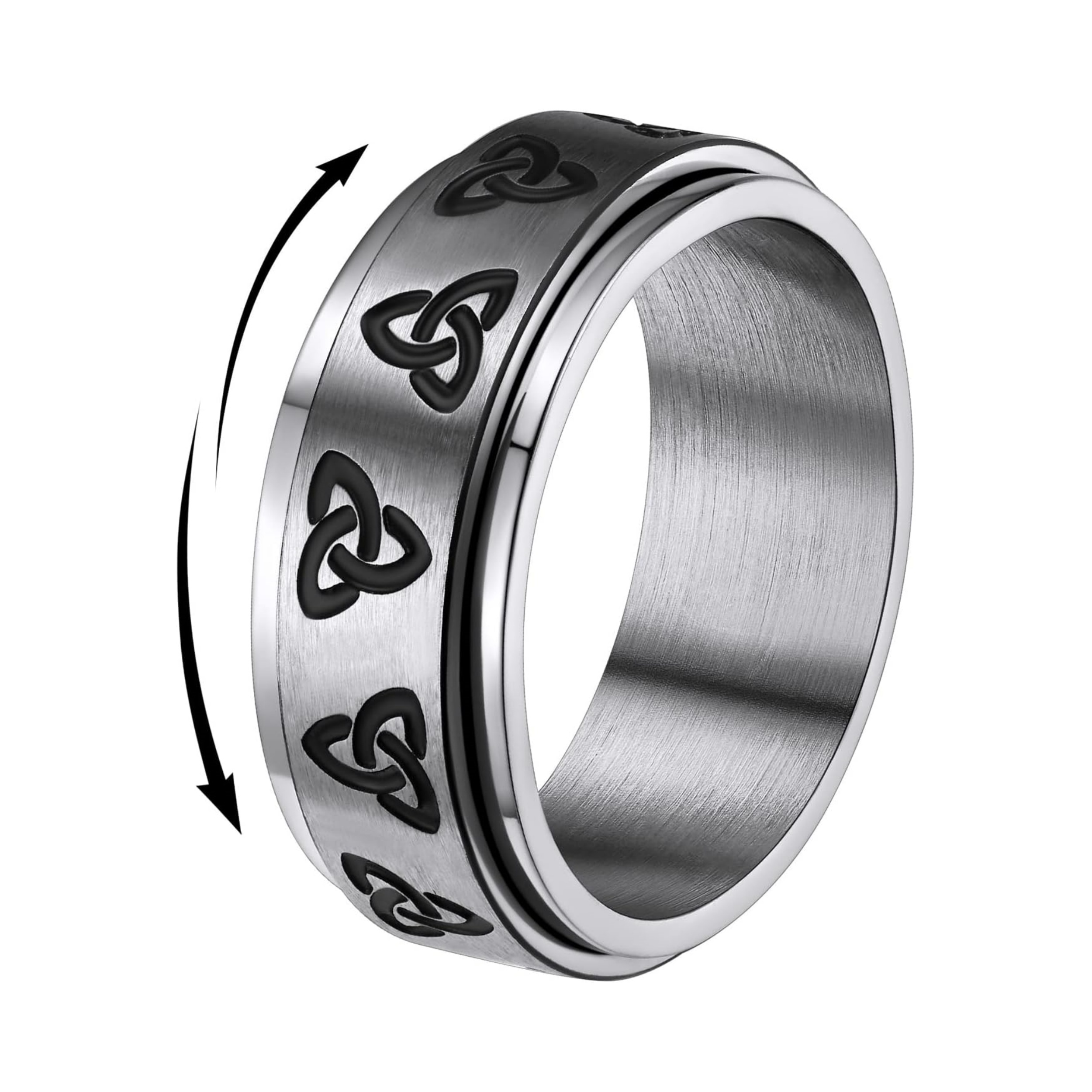 Trinity Celtic Knot Mixed Color Rotatable Anxiety Ring