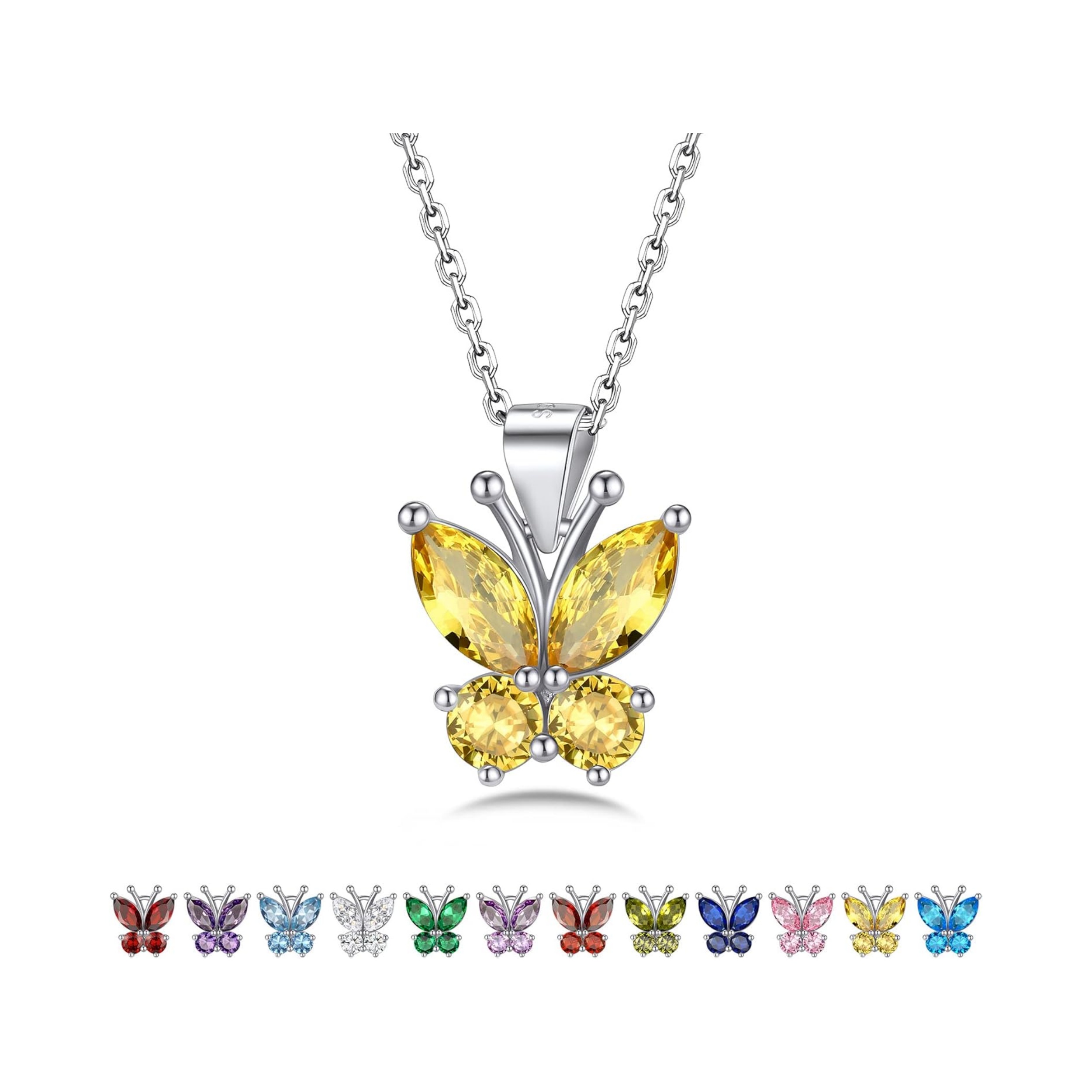 Dazzling November Citrine Butterfly Birthstone Necklace