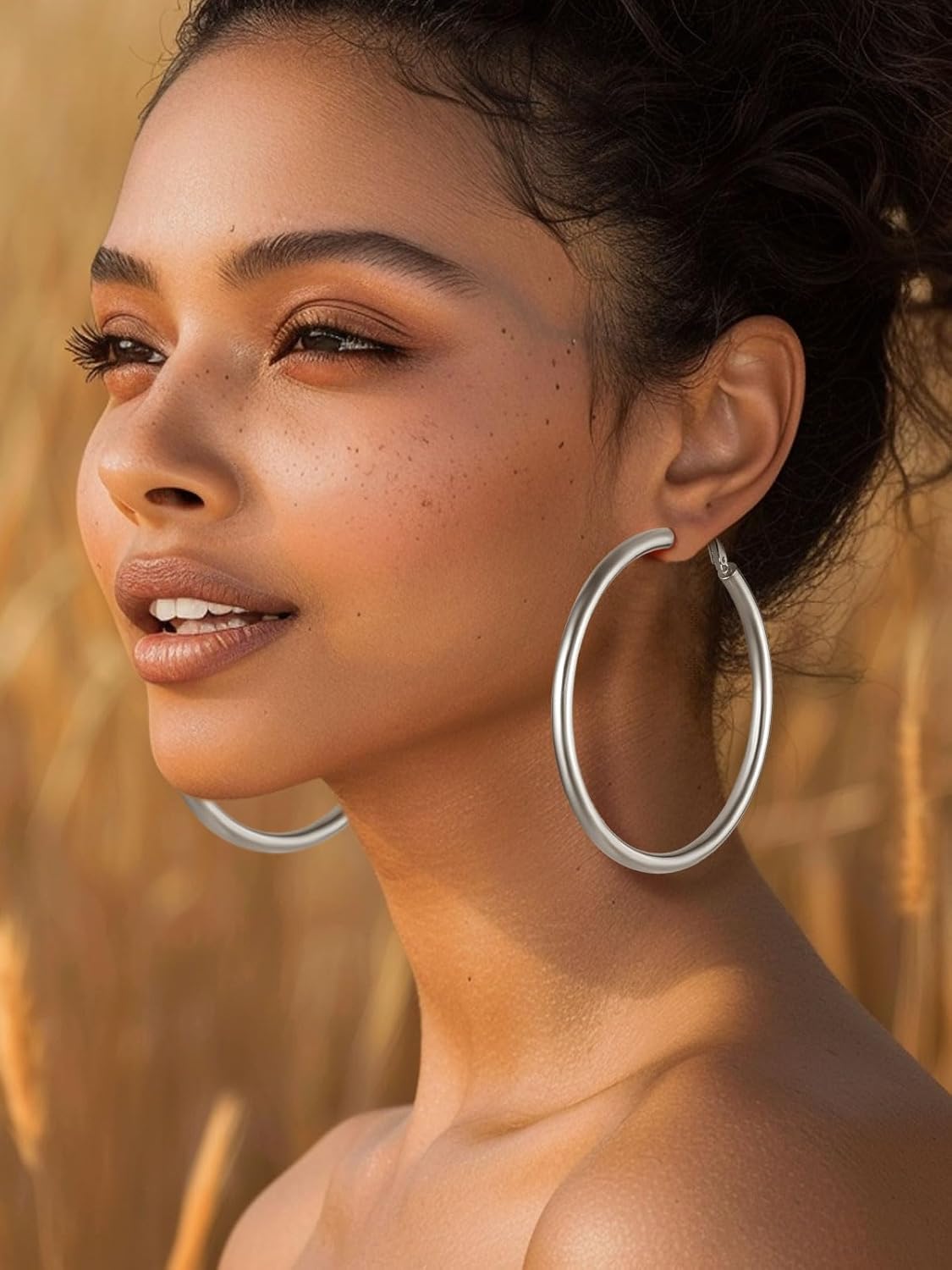 Classic Stainless Steel Tube Hoop Rounded Loop Earrings