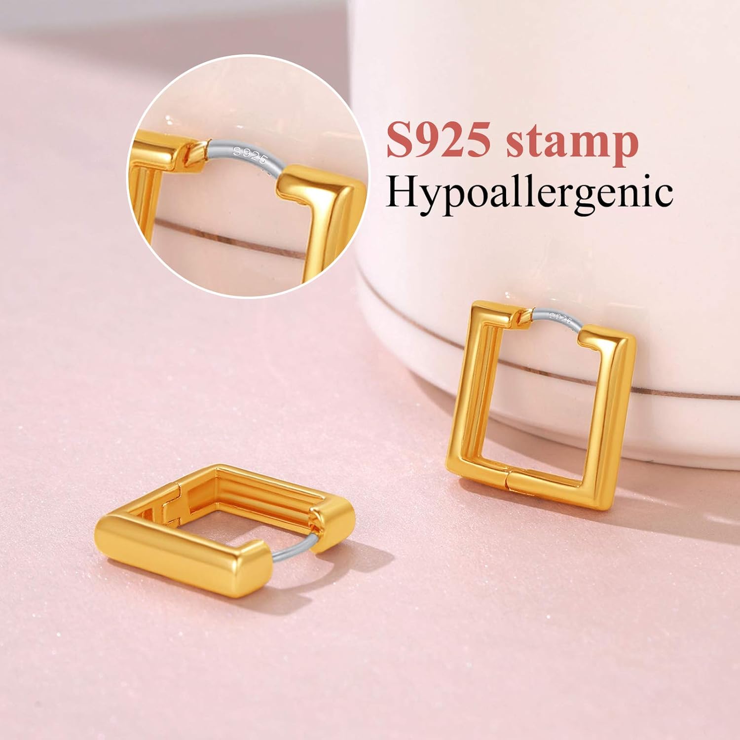 Hollow Small Square Huggie Hoop Earrings