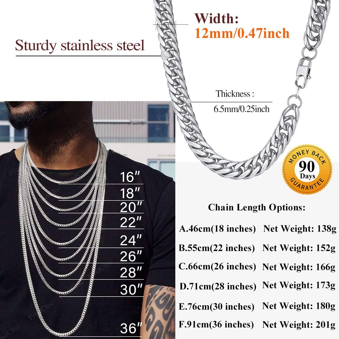 12MM Thick Cuban Link Chain Chunky Necklace