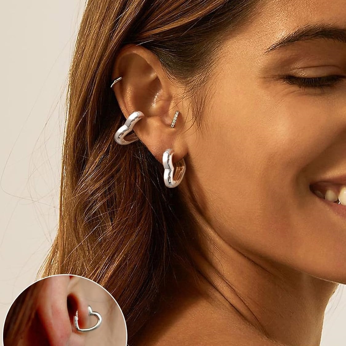 Hollow Heart Cute Small Huggie Hoops Earrings