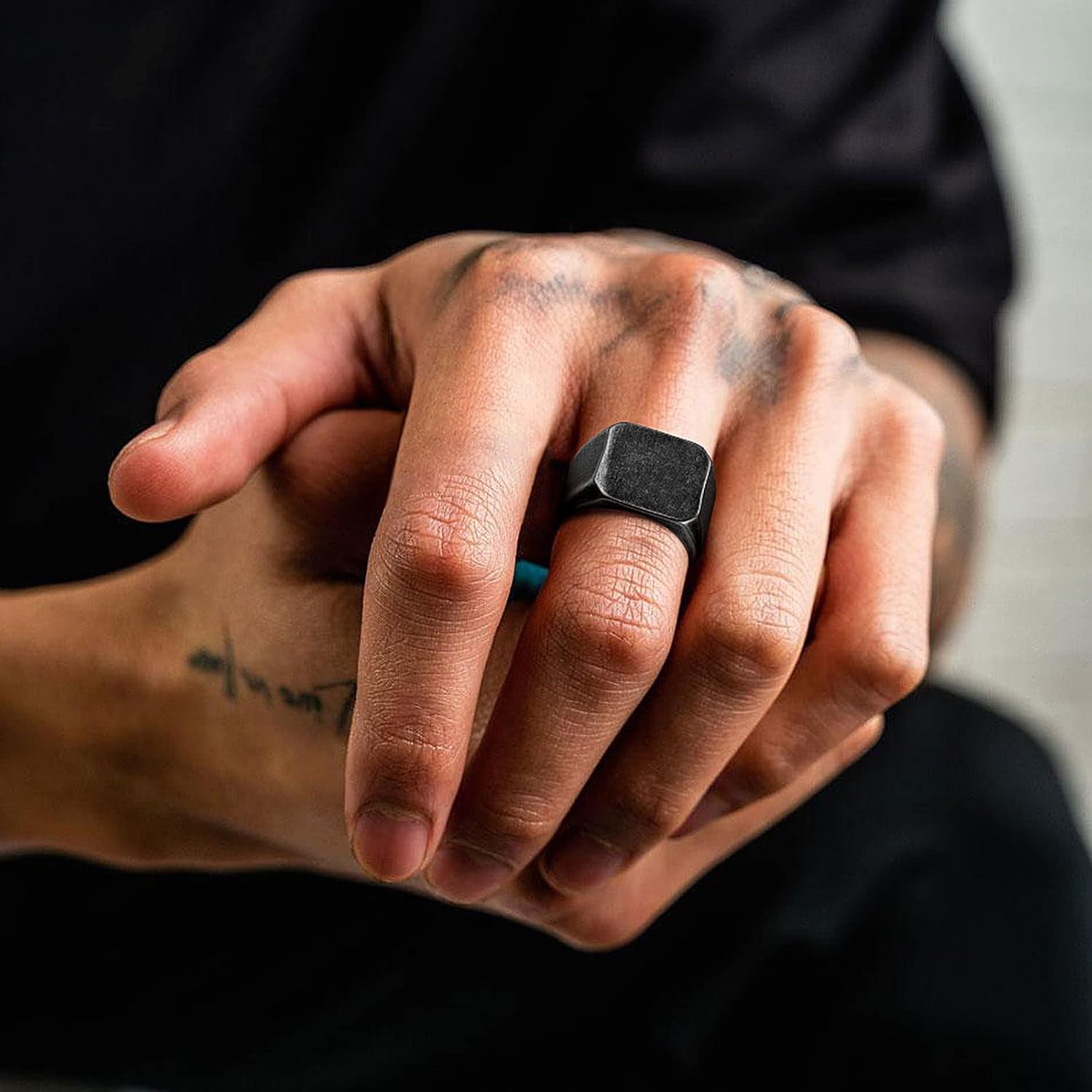 Chunky Seamless Biker Vintage Square Signet Rings