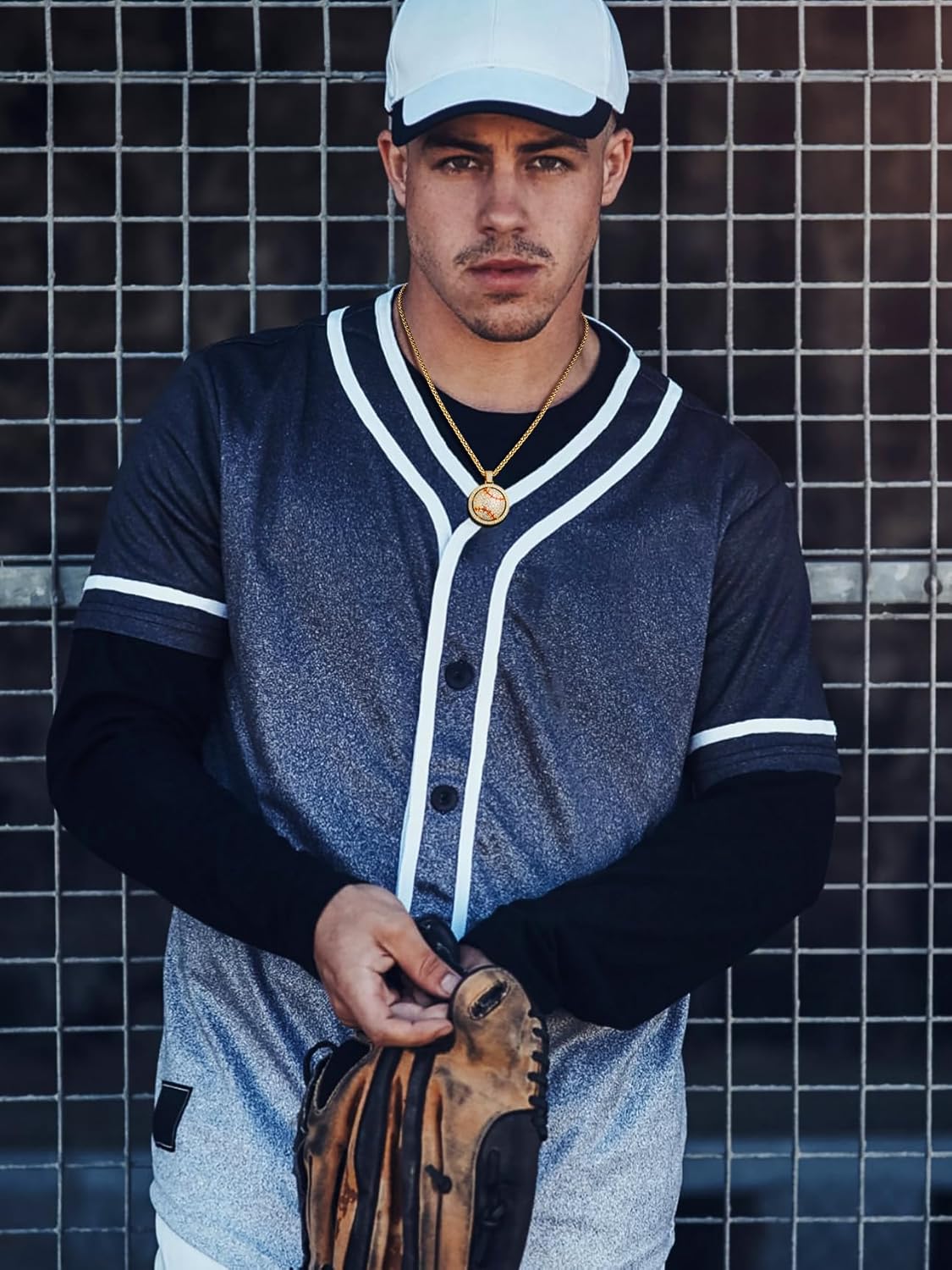 Bling Baseball Spinning Gold Necklace 