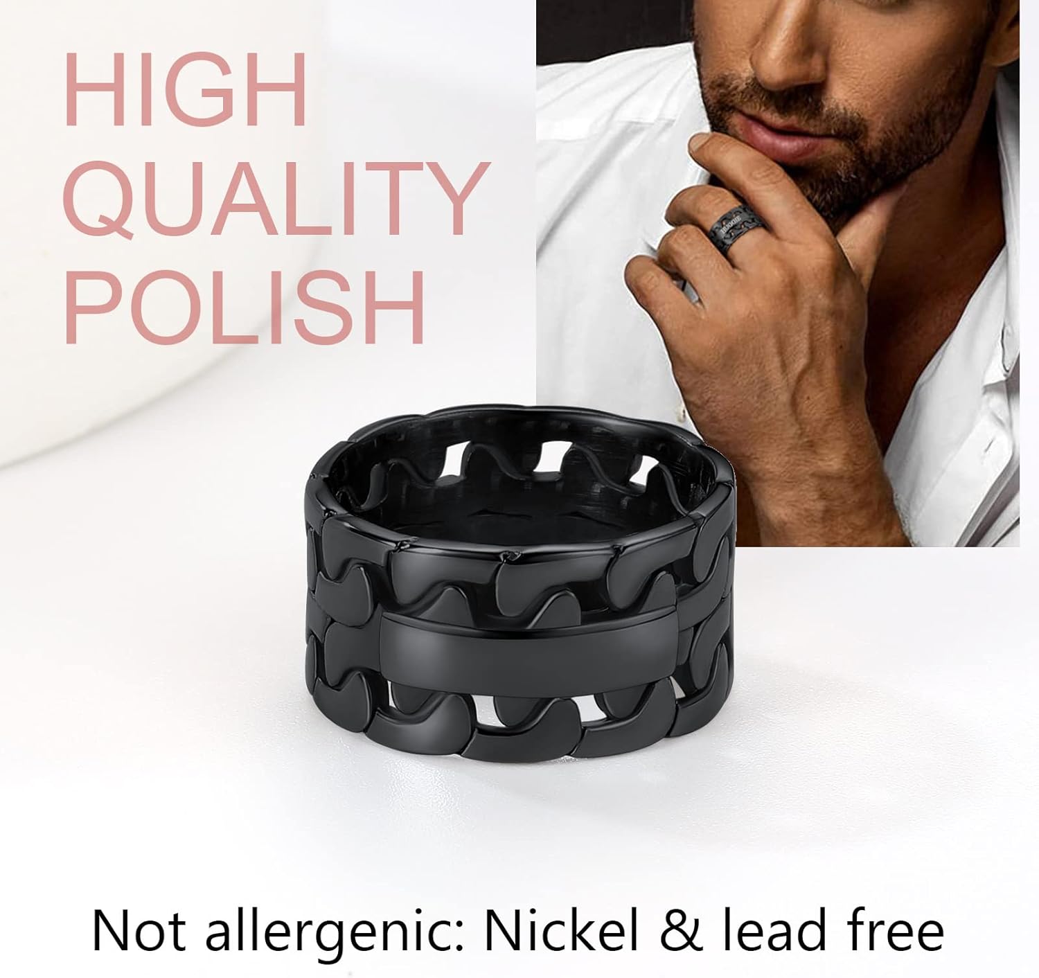 11.5 mm Cuban Thin Link Style Promise Rings