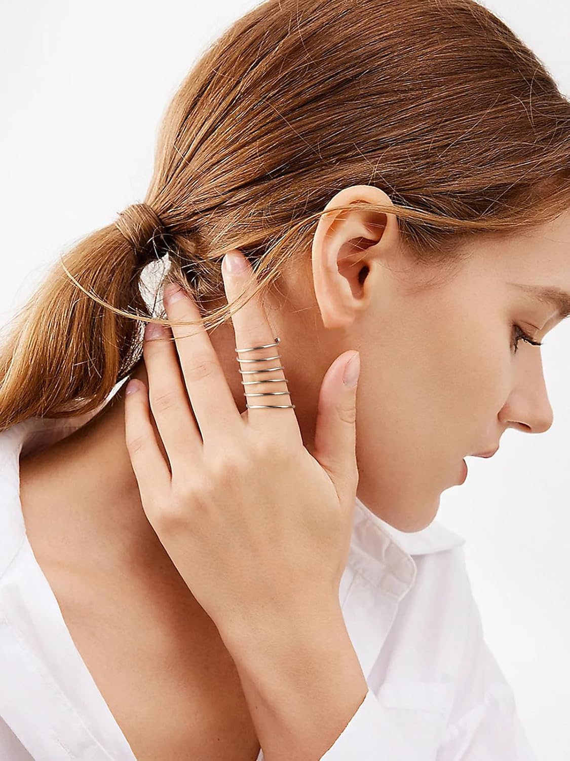 Vintage Intertwined Cross Long Wire Full Finger Rings 