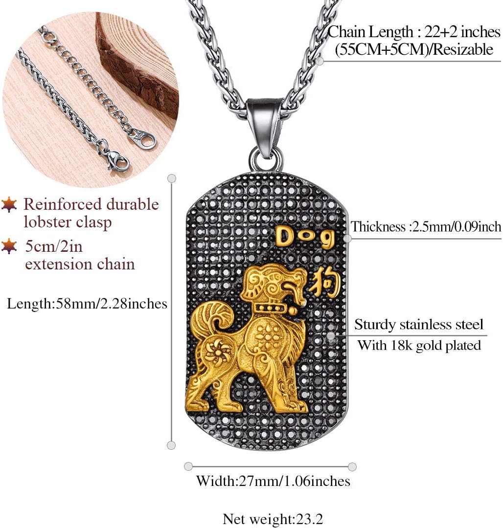 Year of the Dog Horoscope Antiqued Finish Zodiac Sign Necklaces 
