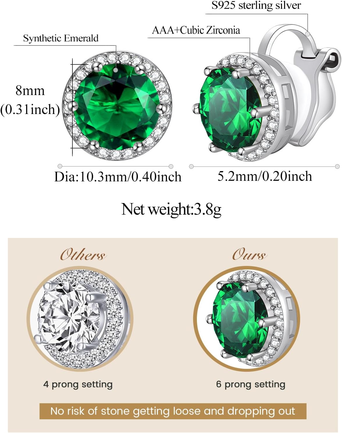 Clip on Round Birthstone Stud Earrings