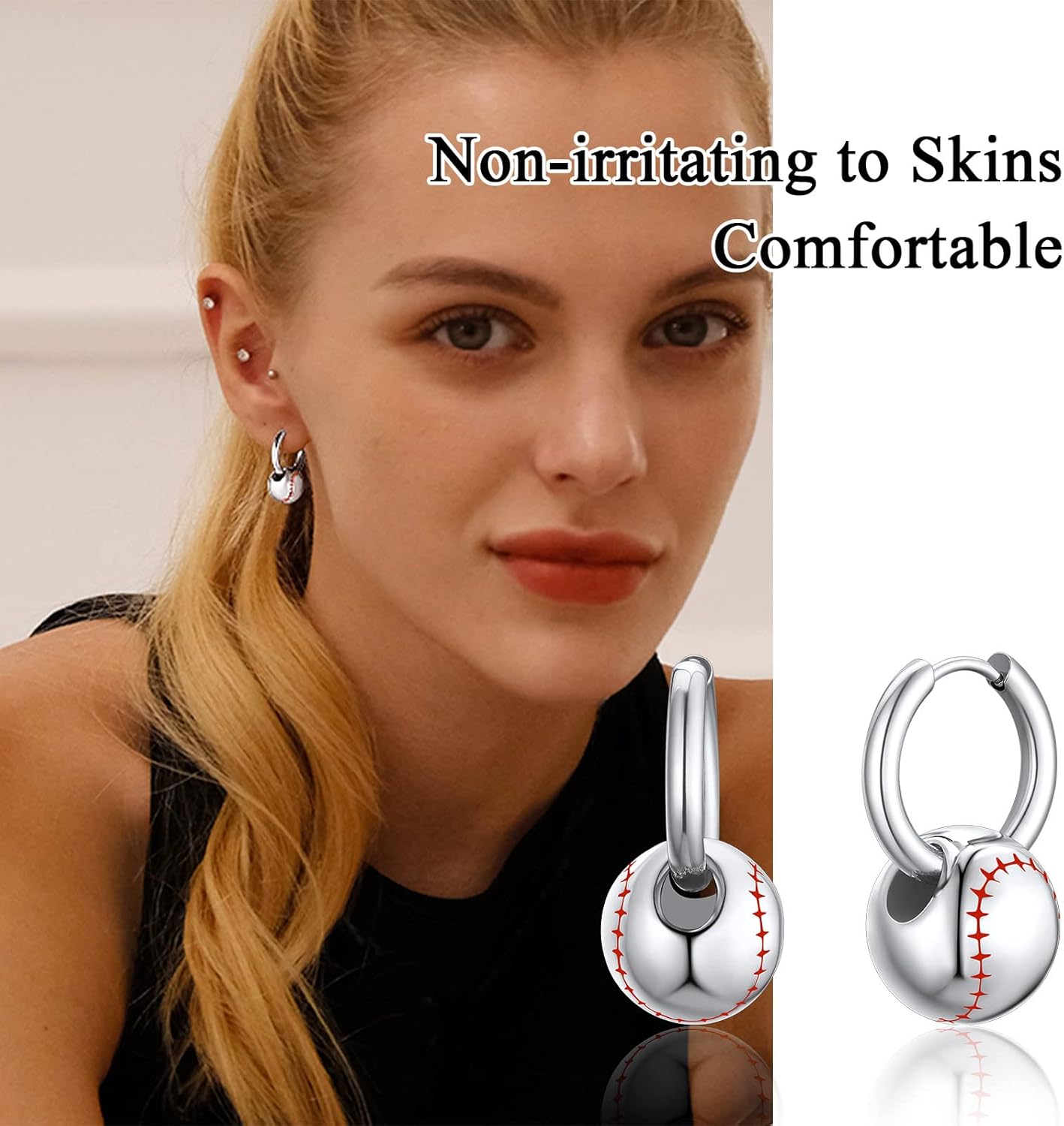 Baseball Huggie Hoops Earrings