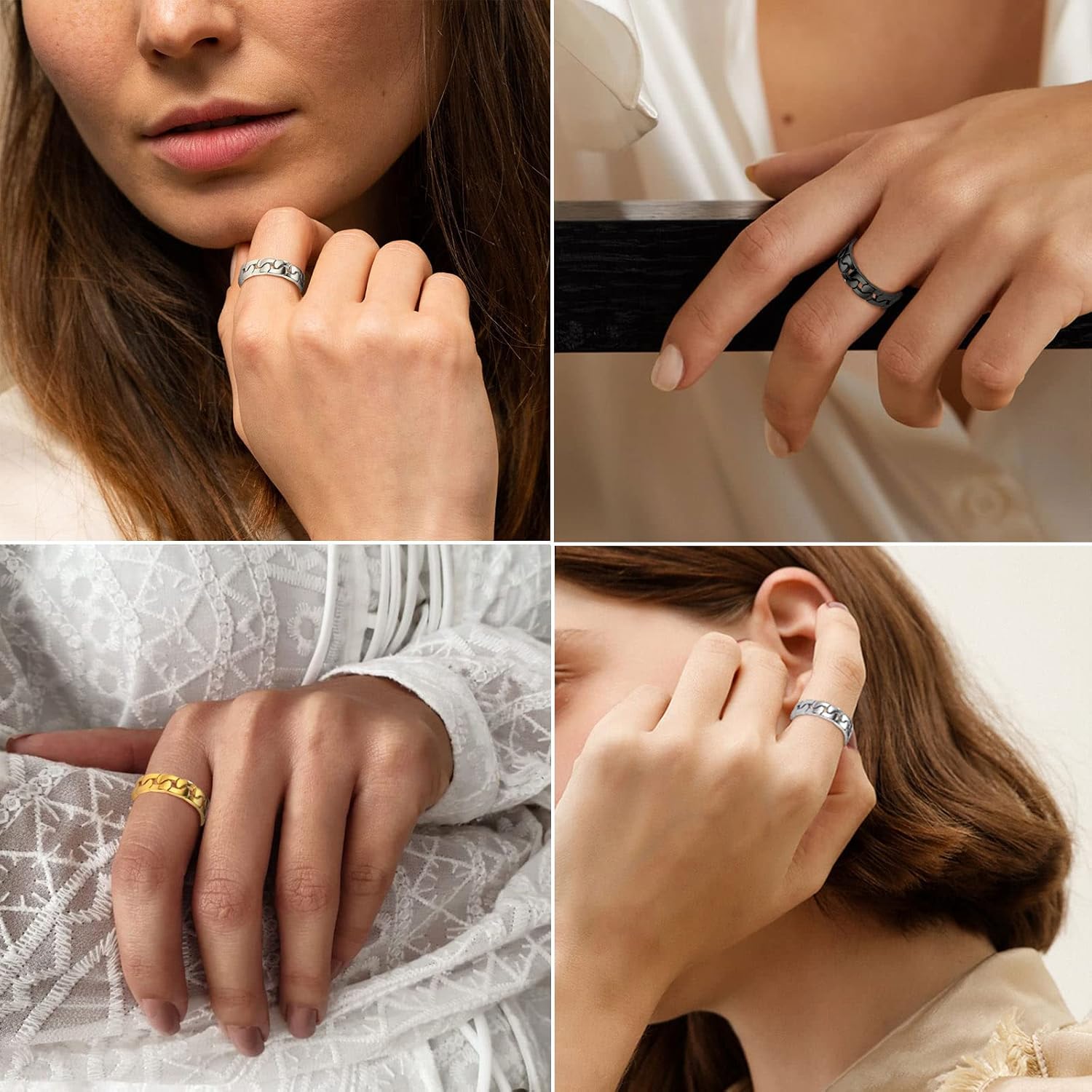 Cuban Thin Link Style Promise Rings