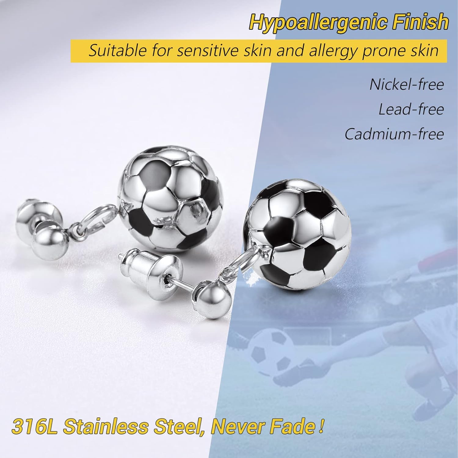 3D Soccer Ball Charms Dangle  Earrings