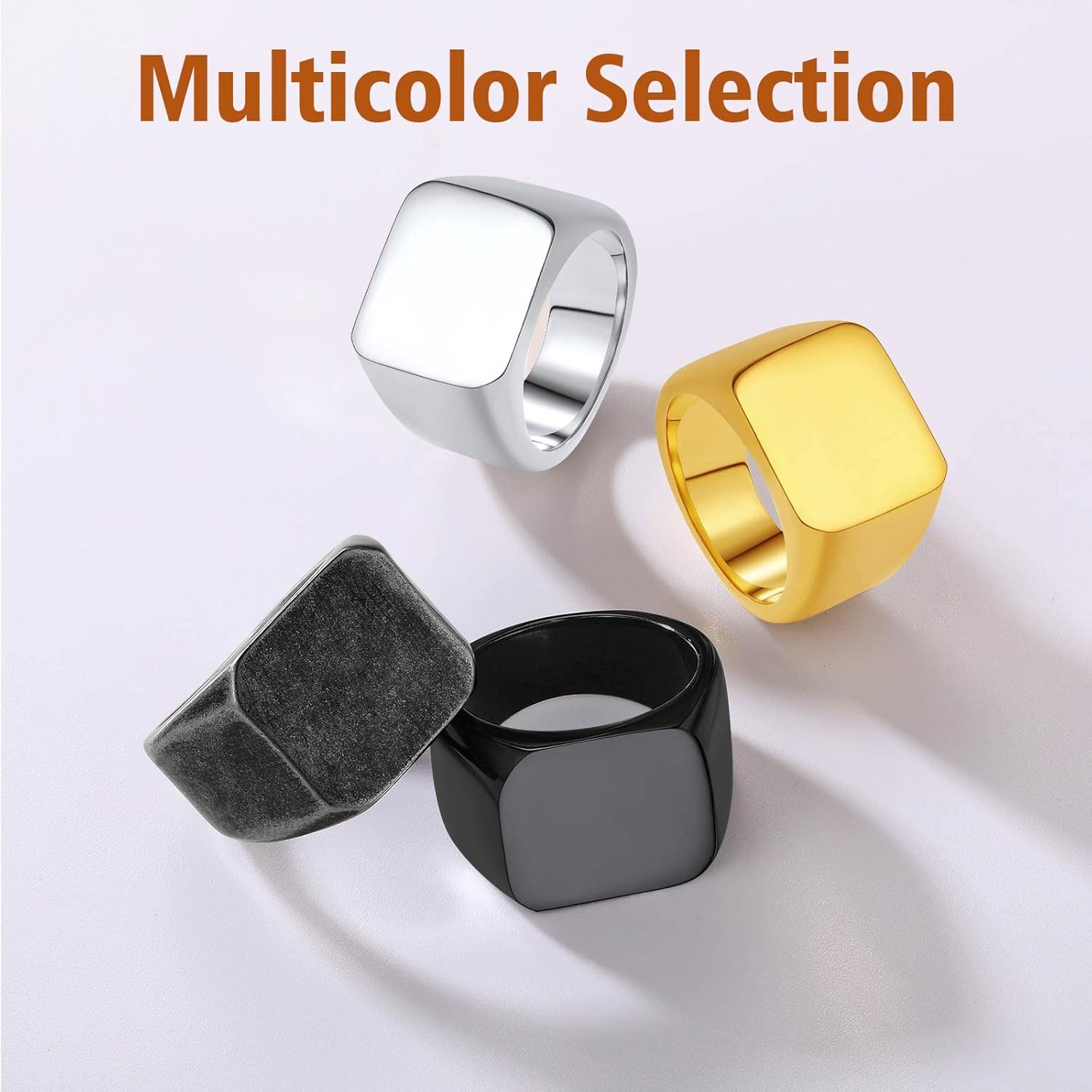 Chunky Seamless Biker Vintage Square Signet Rings