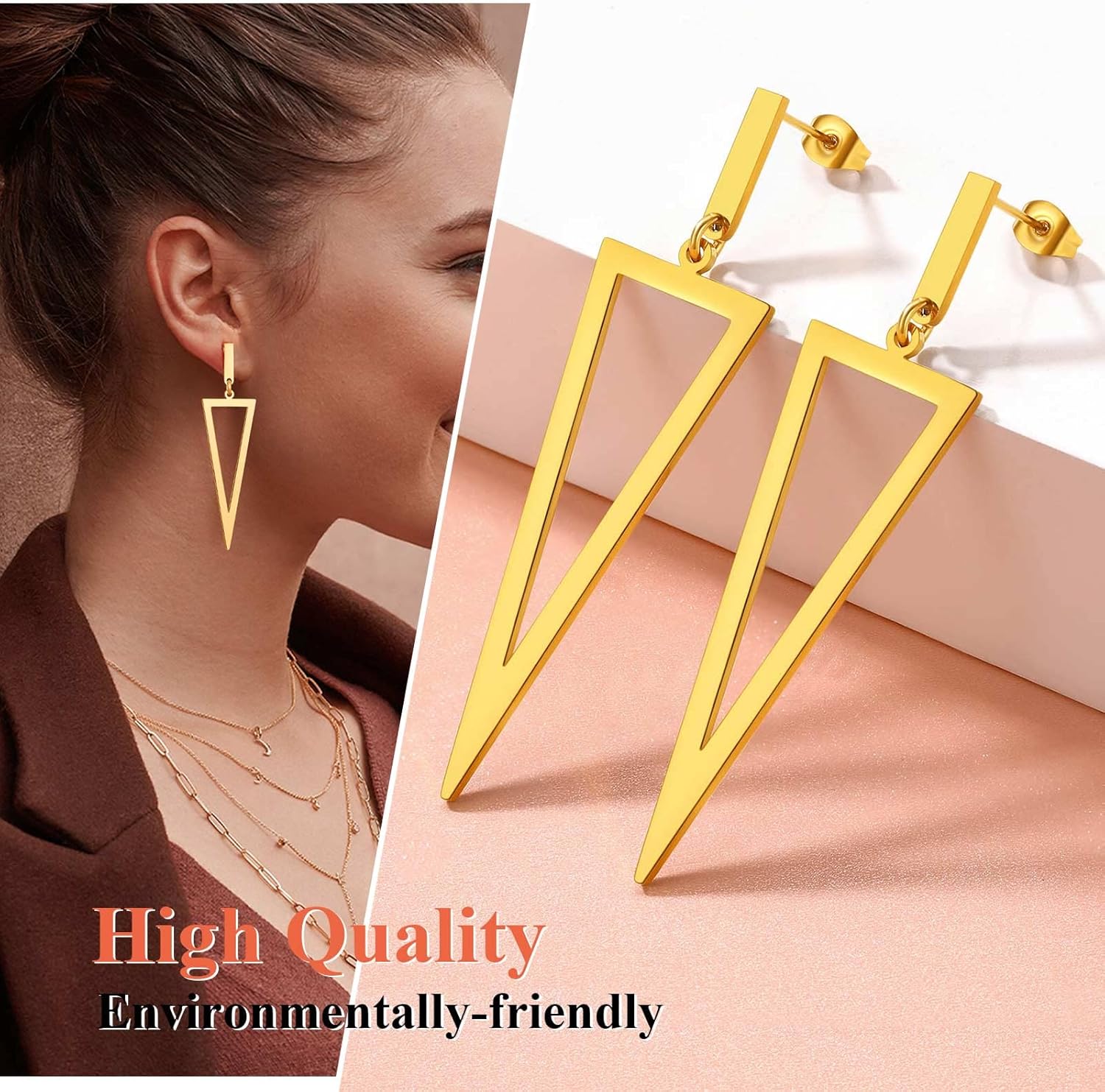 Triangle Pierced Drop & Dangle Earrings