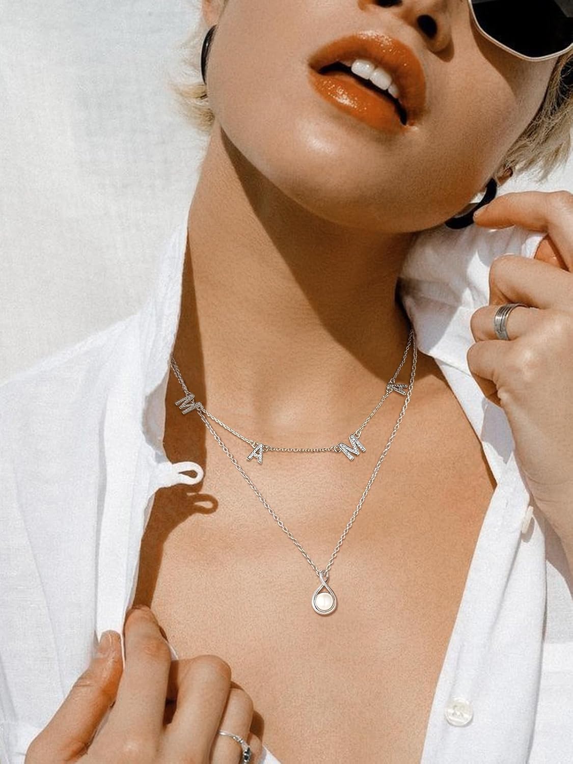 Cubic Zirconia MAMA Mom Choker Necklace