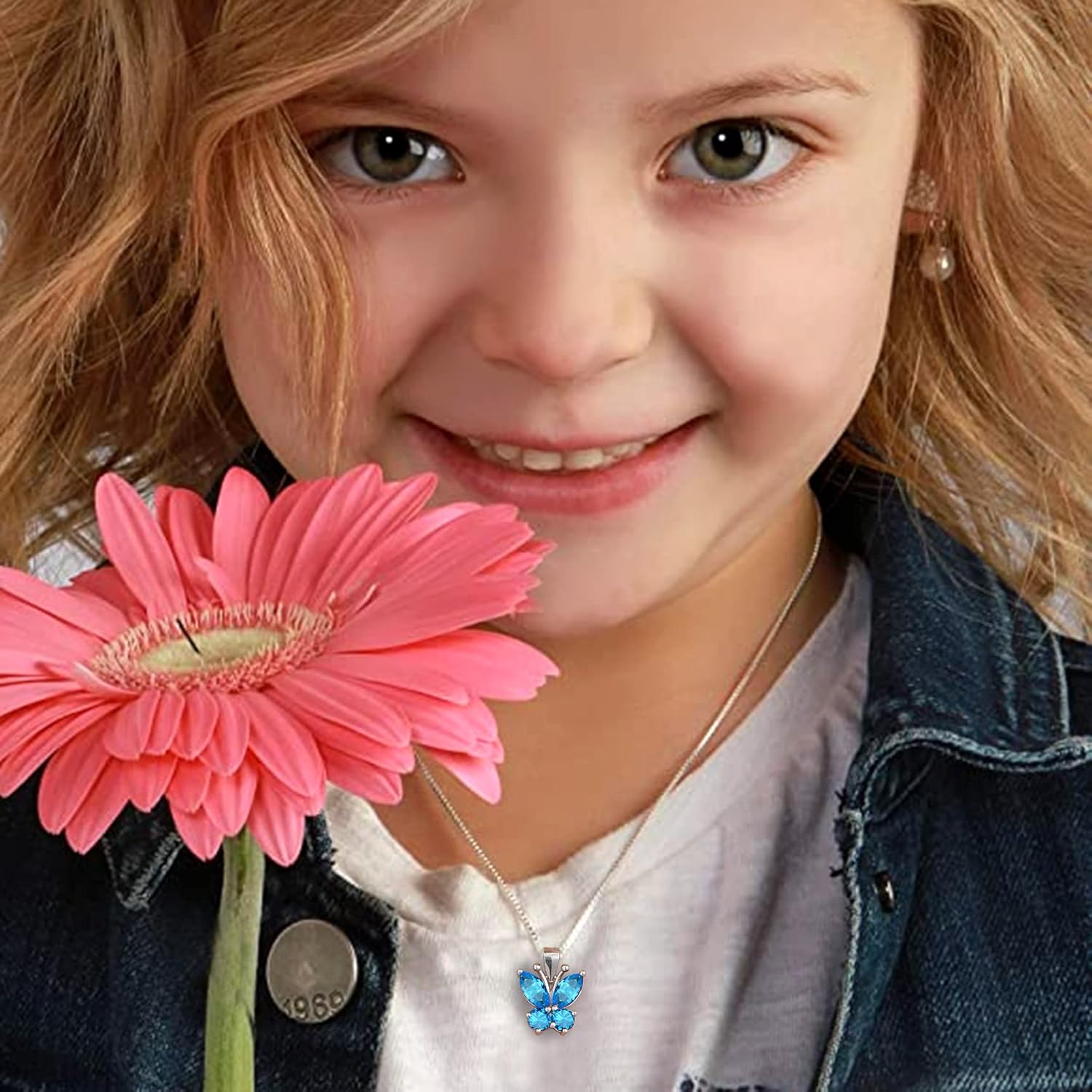 Dazzling December Blue Topaz Butterfly Birthstone Necklace