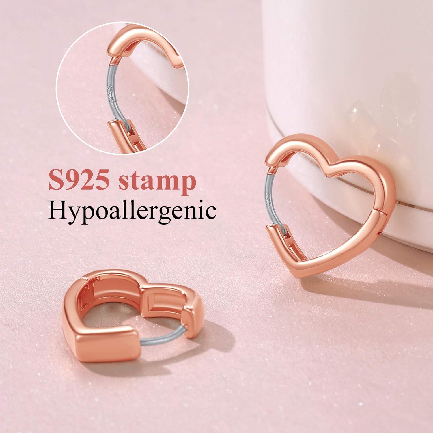 Hollow Heart Cute Small Huggie Hoops Earrings