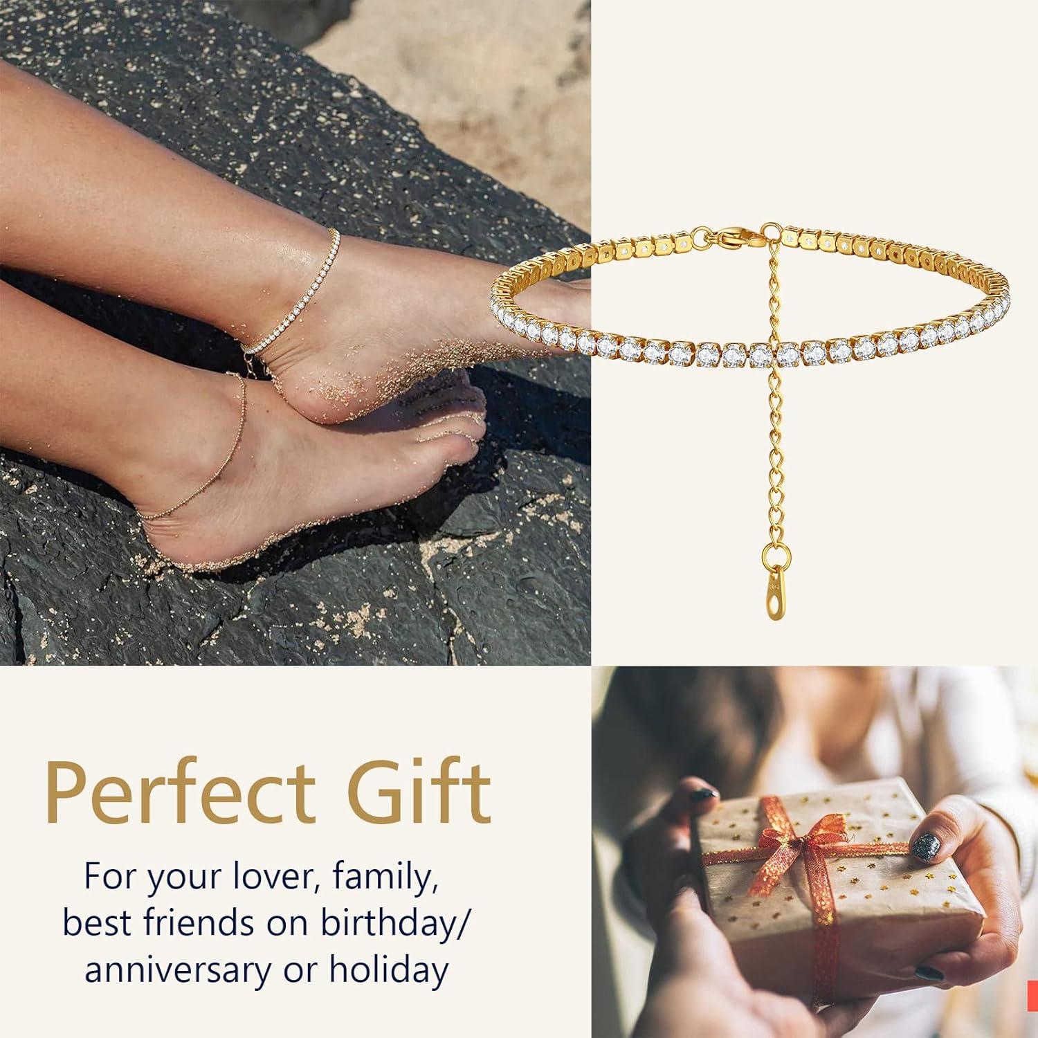 Sparkling Cubic Zirconia Diamond Chain Ankle 