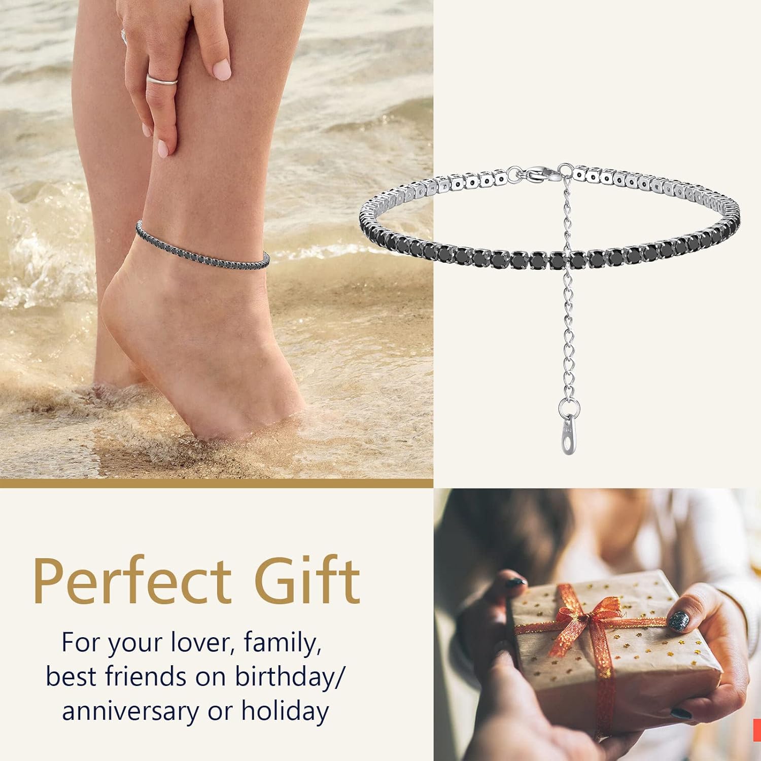 Sparkling Cubic Zirconia Diamond Chain Ankle 