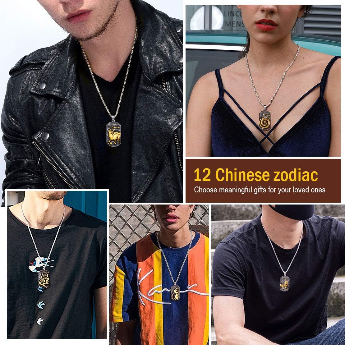 Year of the Rat Horoscope Antiqued Finish Zodiac Sign Necklaces 