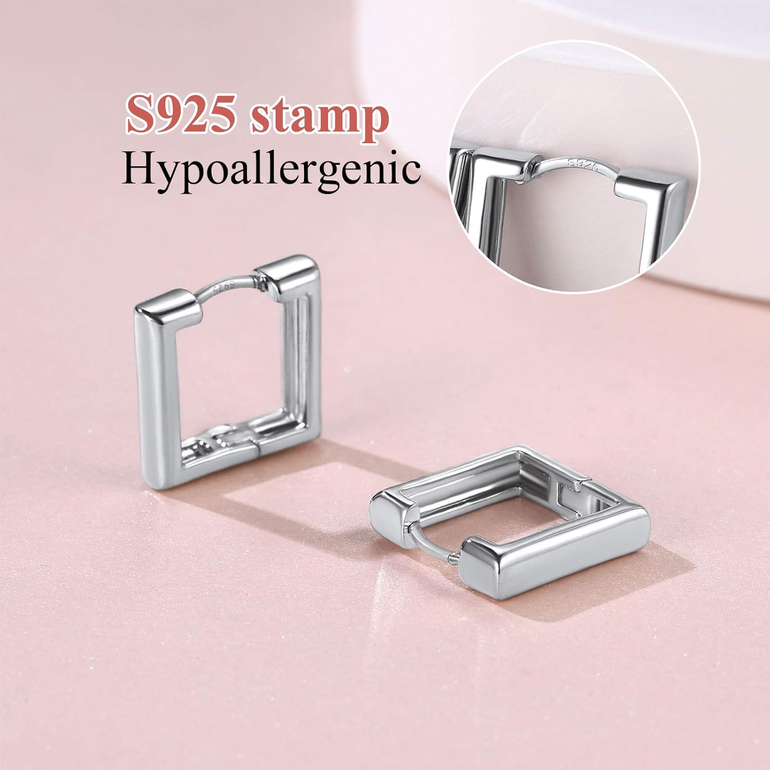 Hollow Small Square Huggie Hoop Earrings