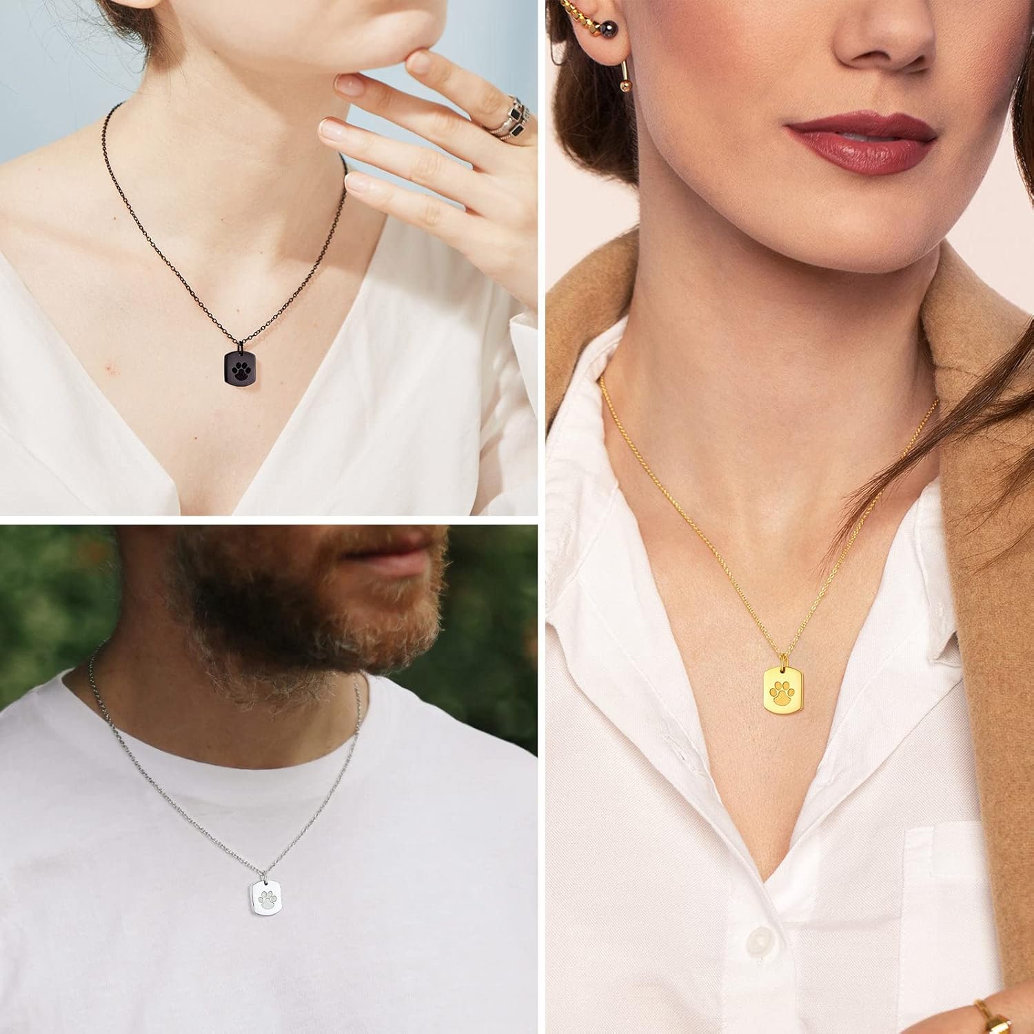 Dog Tag Paw Print Urn Ashes Necklaces