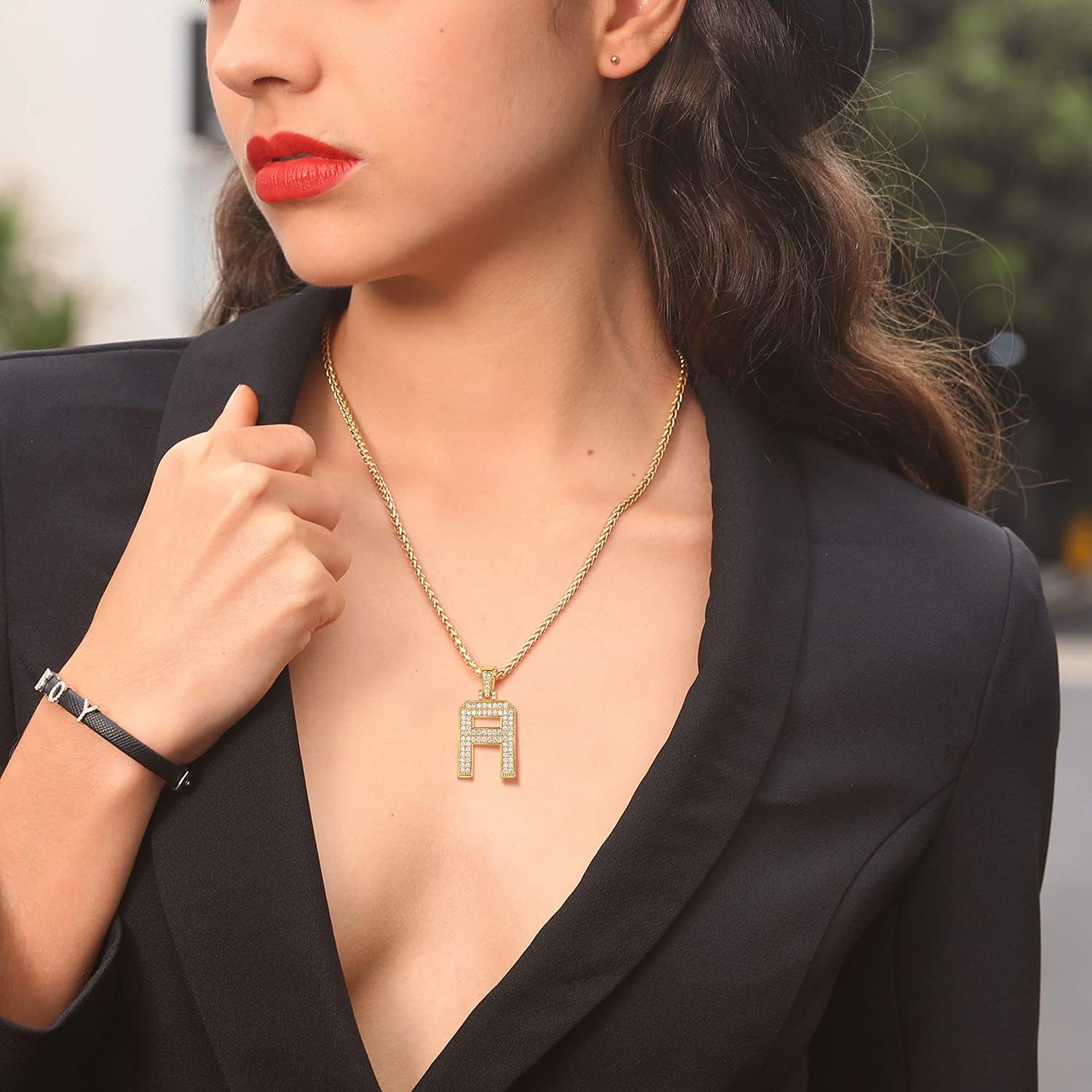 18K Gold Plated Zirconia Letter Chain Necklaces