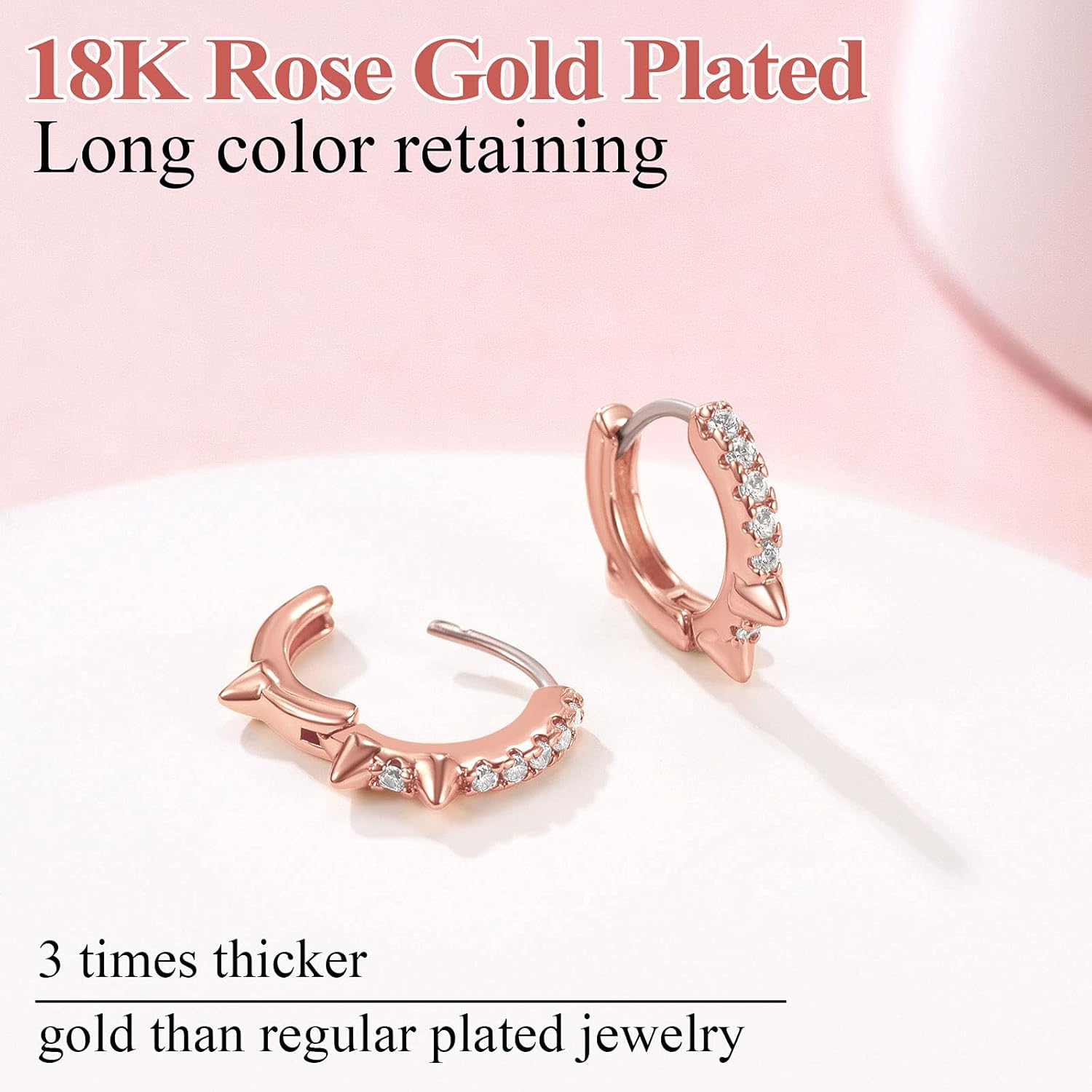 Cool Spike Wire Circle Lightweight with Hypoallergenic Silver Post Huggie Hoops Earrings 