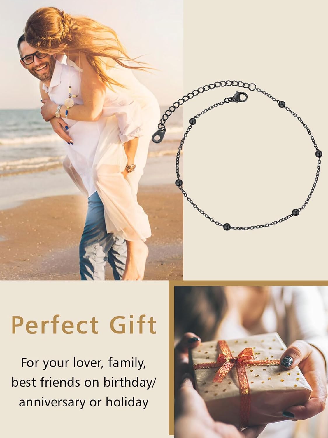 Stainless Steel bead chain Beach Adjustable Anklet